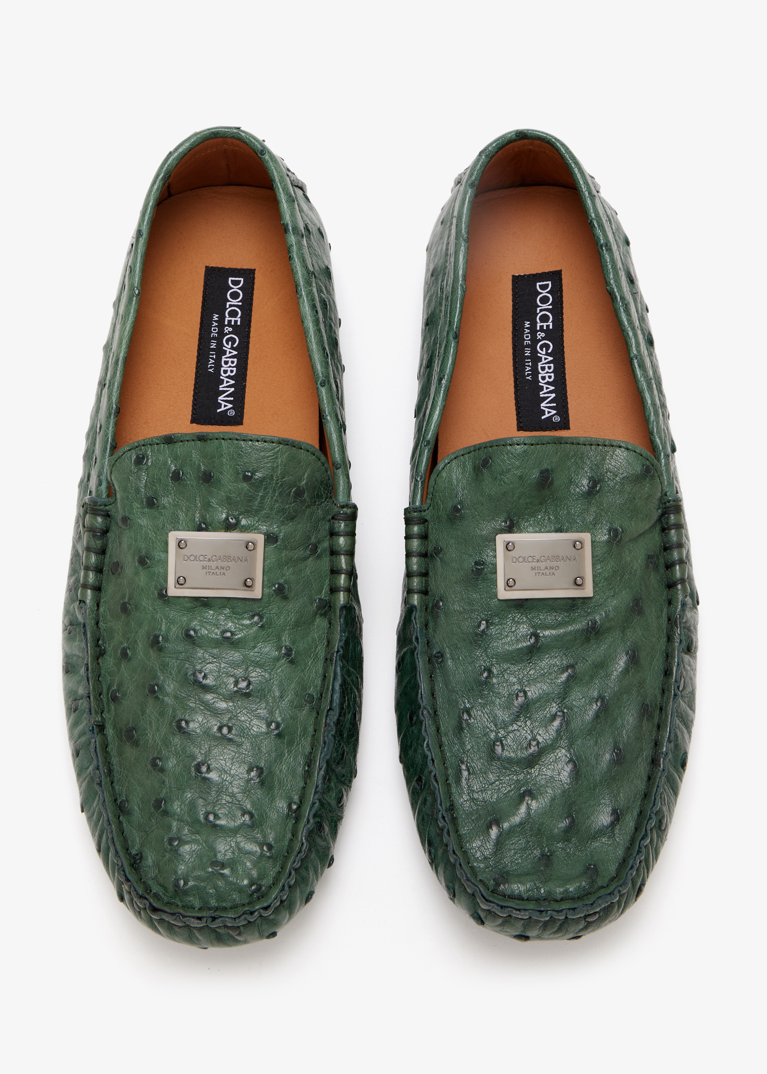 

Ostrich-leather driving shoes, Green