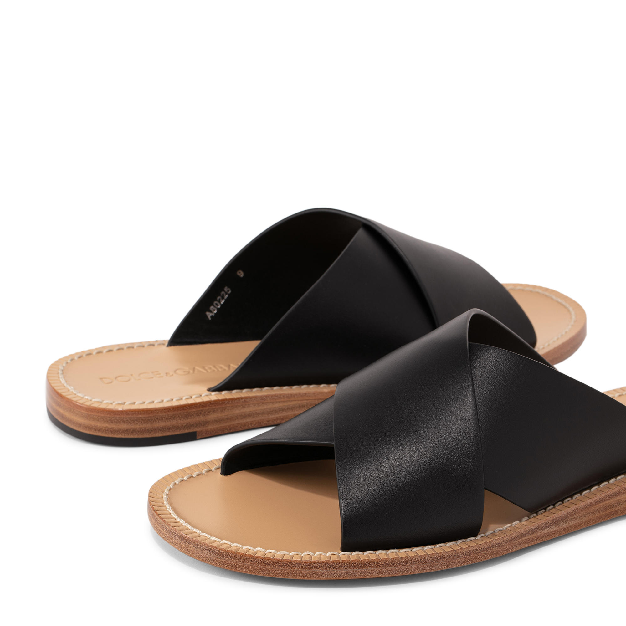 

Calfskin pantheon sandals, Black