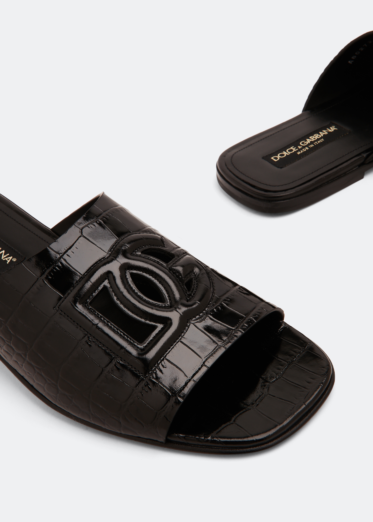 

Crocodile-print Pantheon slippers, Black