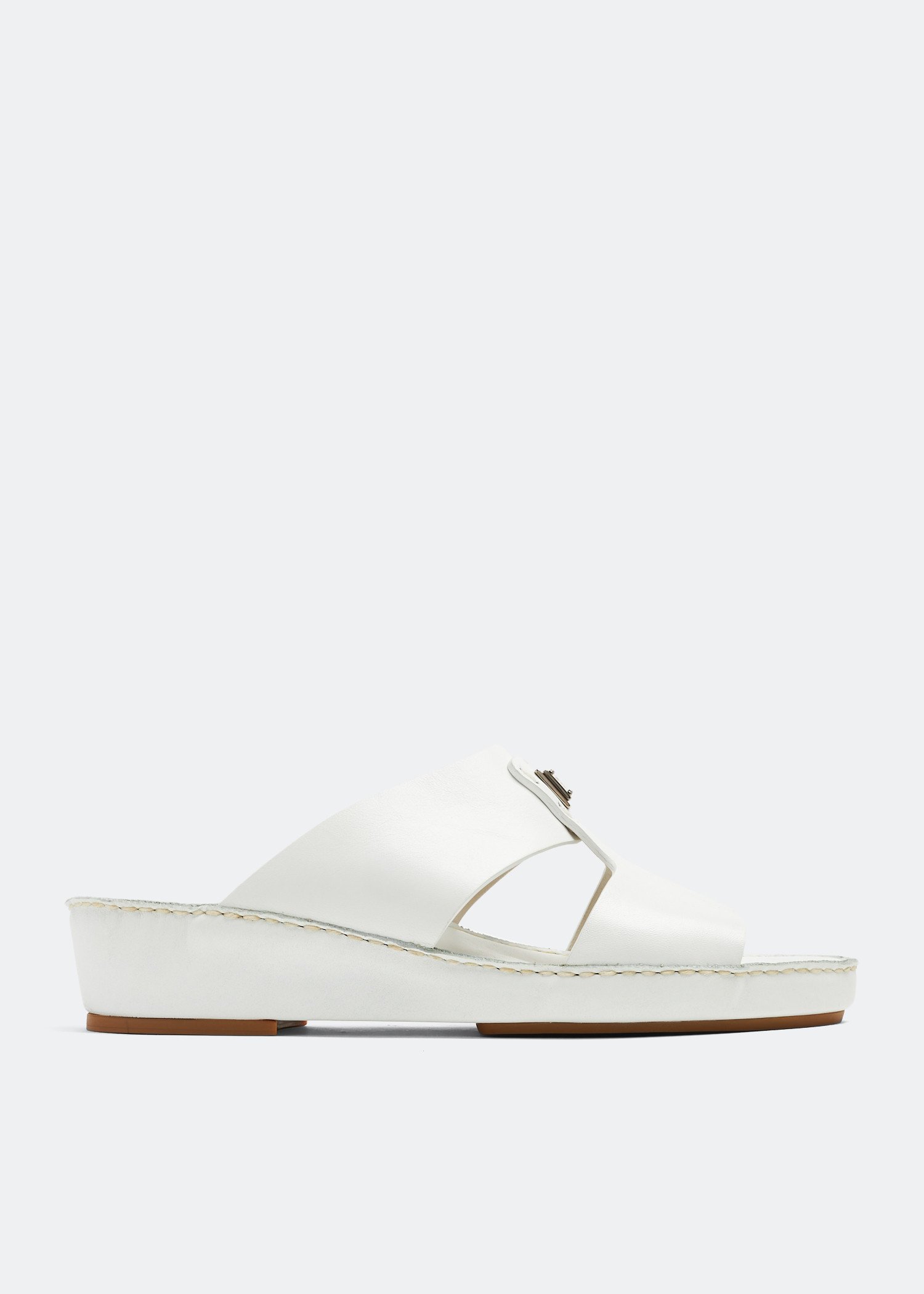 

Logo calfskin sandals, White