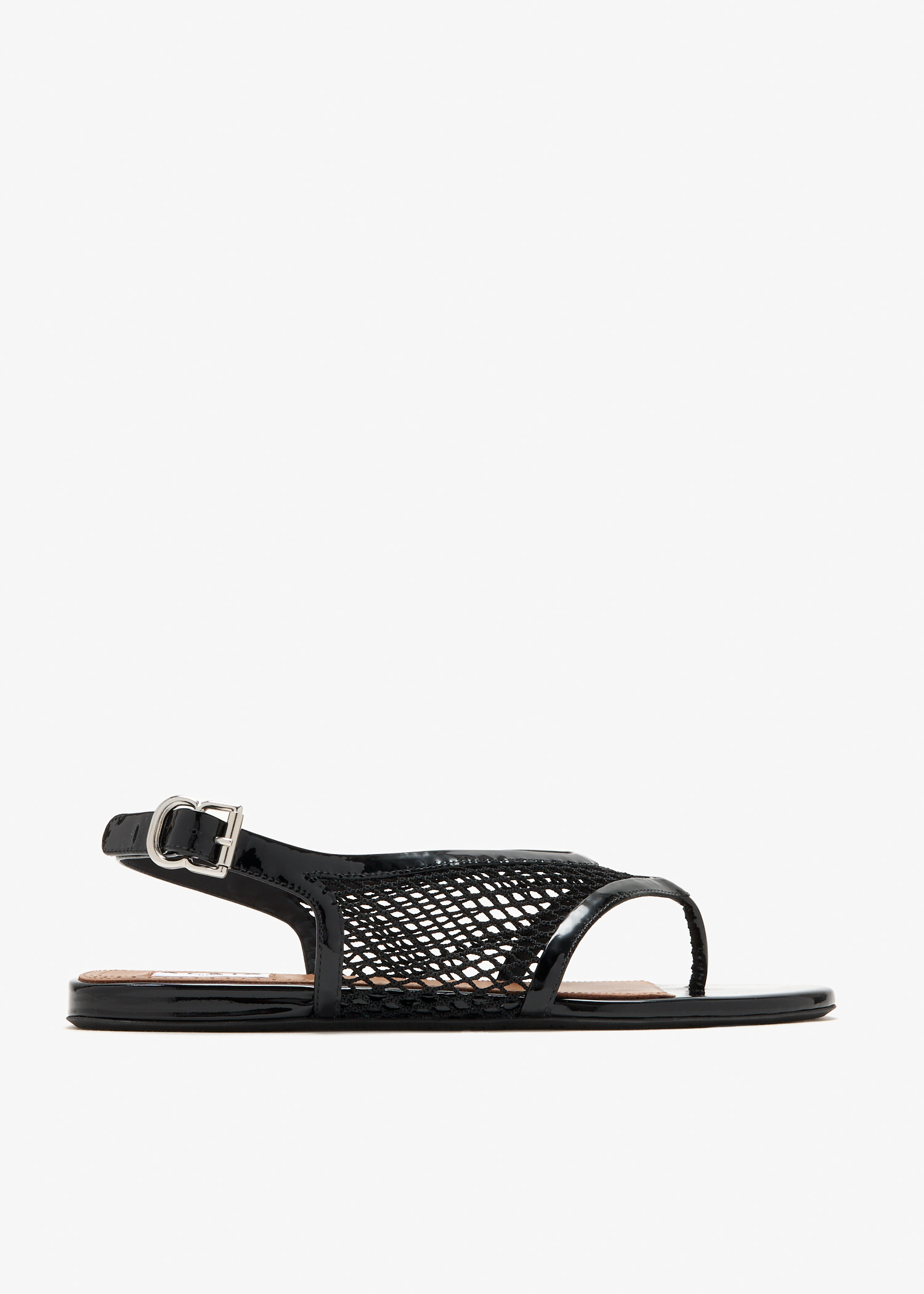 

Fishnet thong sandals, Black