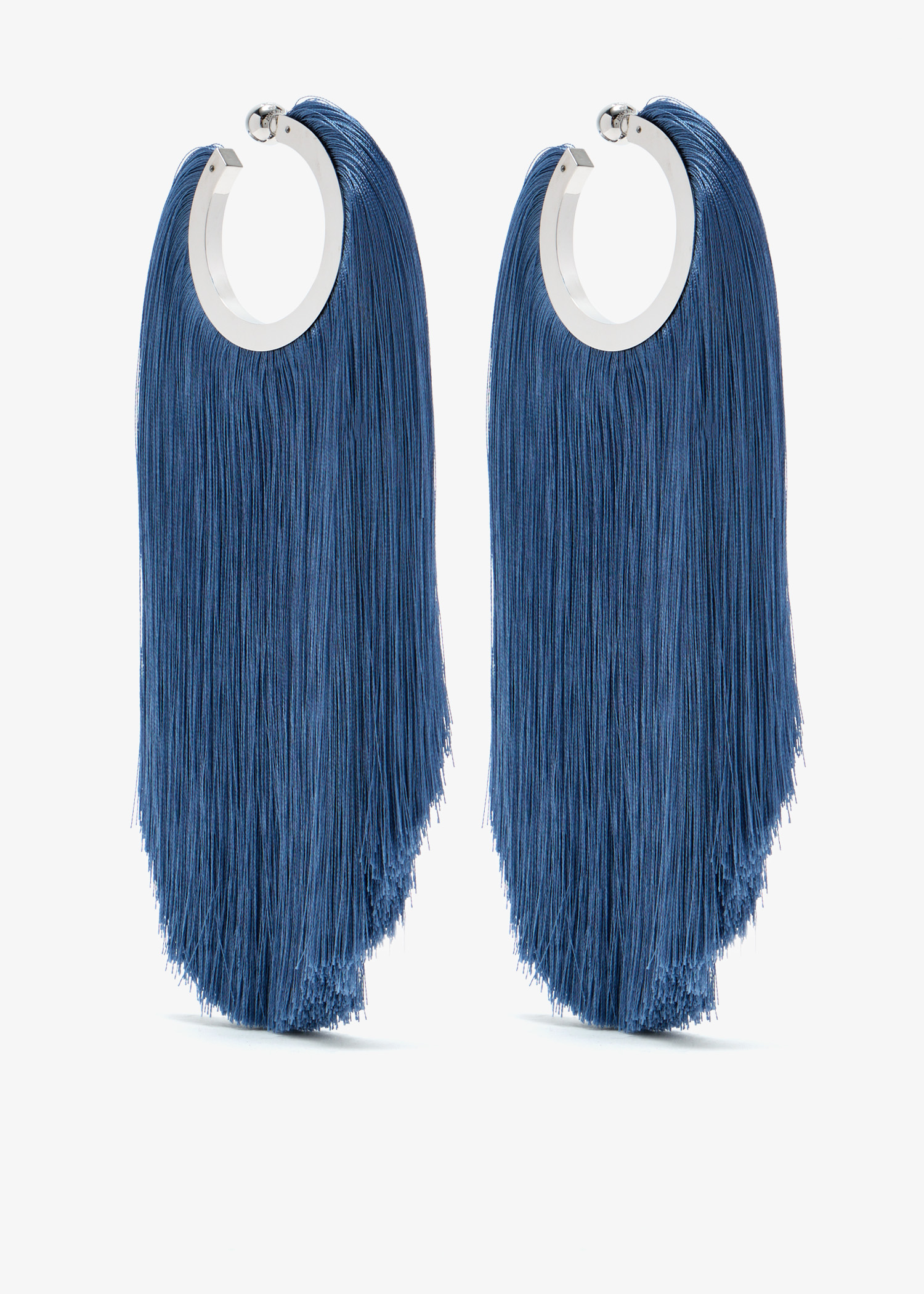 

Fringed hoop earrings, Blue