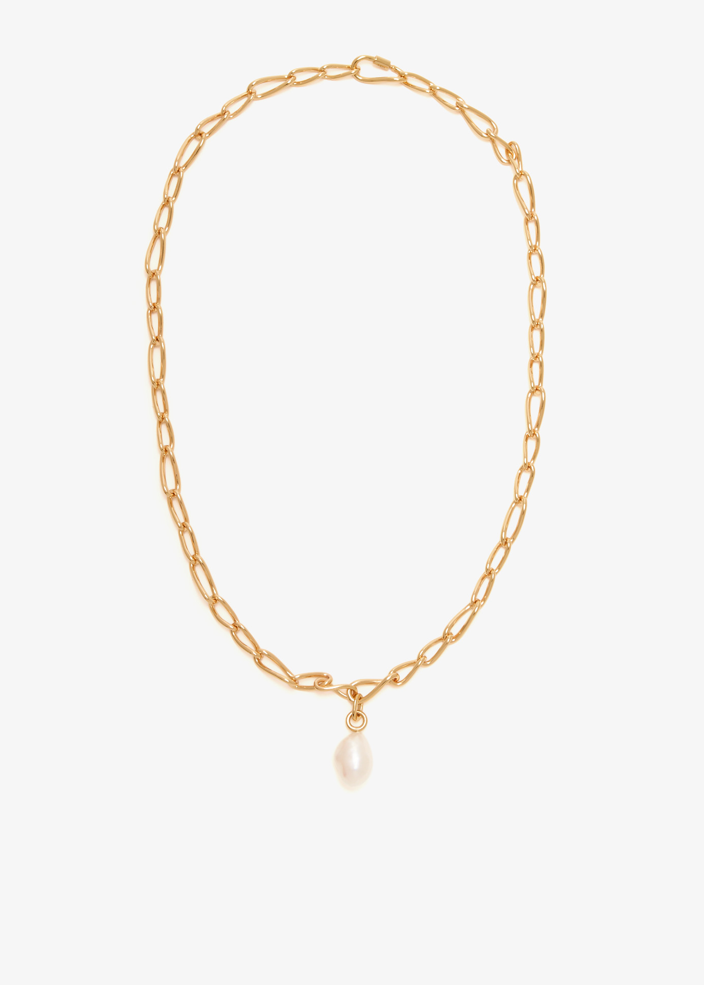 

Infinite Pearl Bold Lariat necklace, Gold