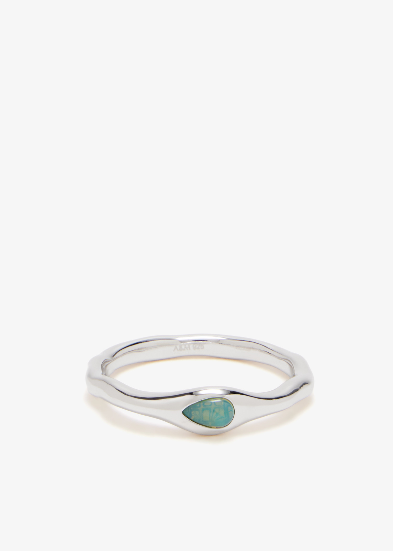 

Opal Pear Bezel band ring, Silver