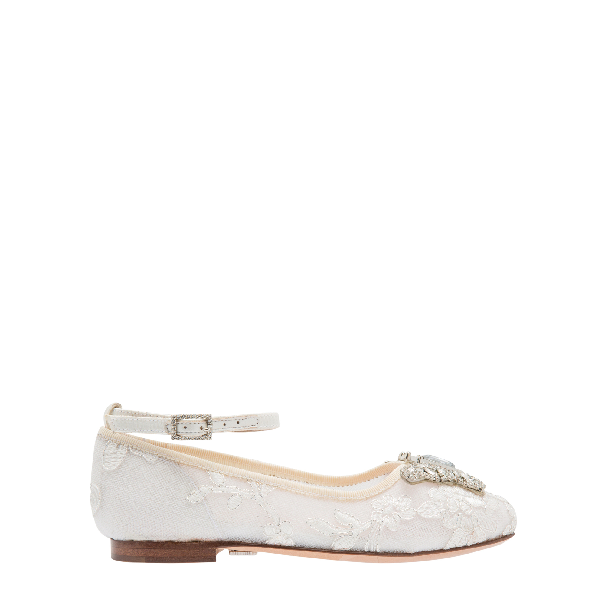 

Lace ballet flats, White