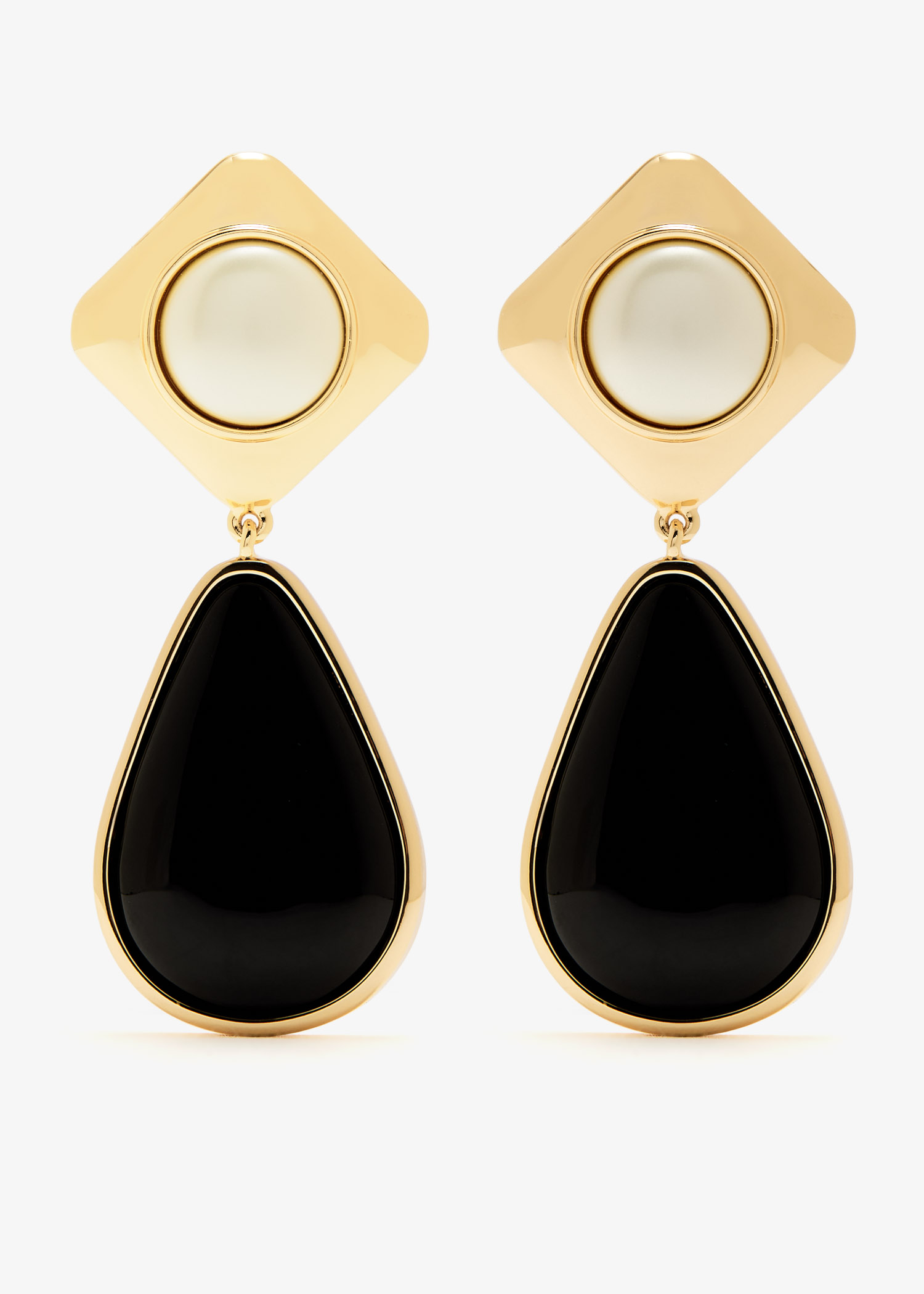 

Enamel two tiered earrings, Black