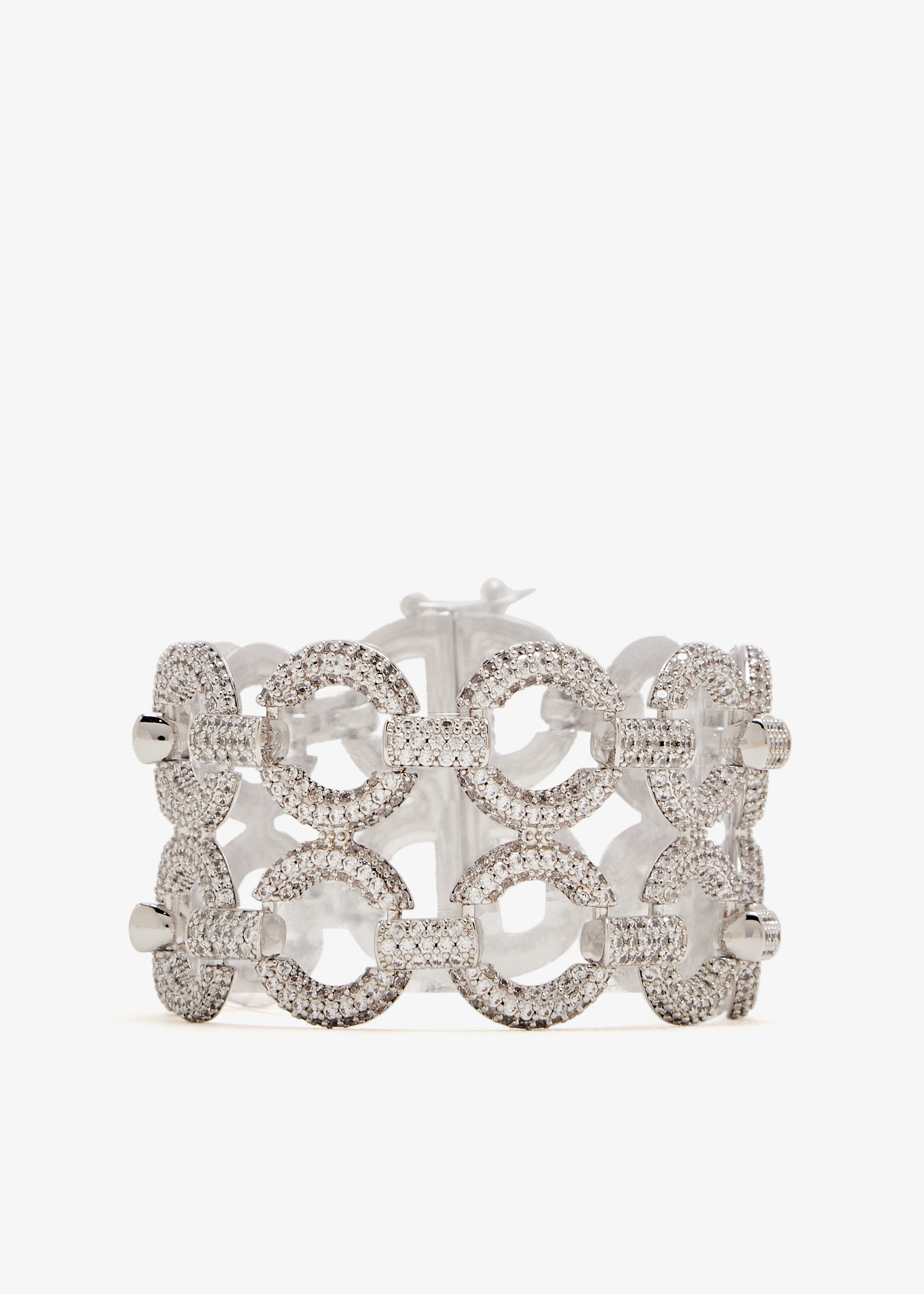 

Double crystal link bracelet, Silver