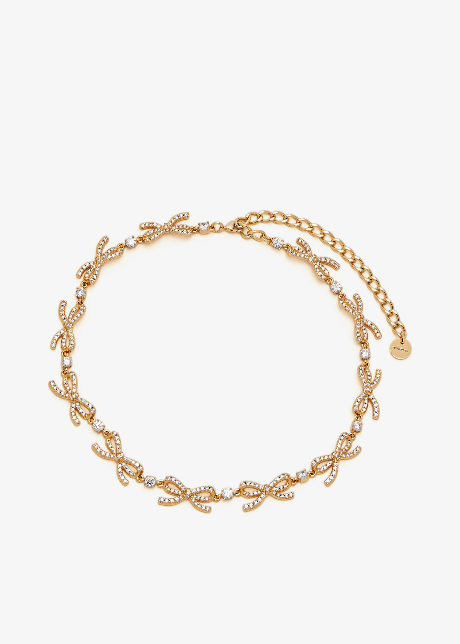 

Crystal bows necklace, Gold