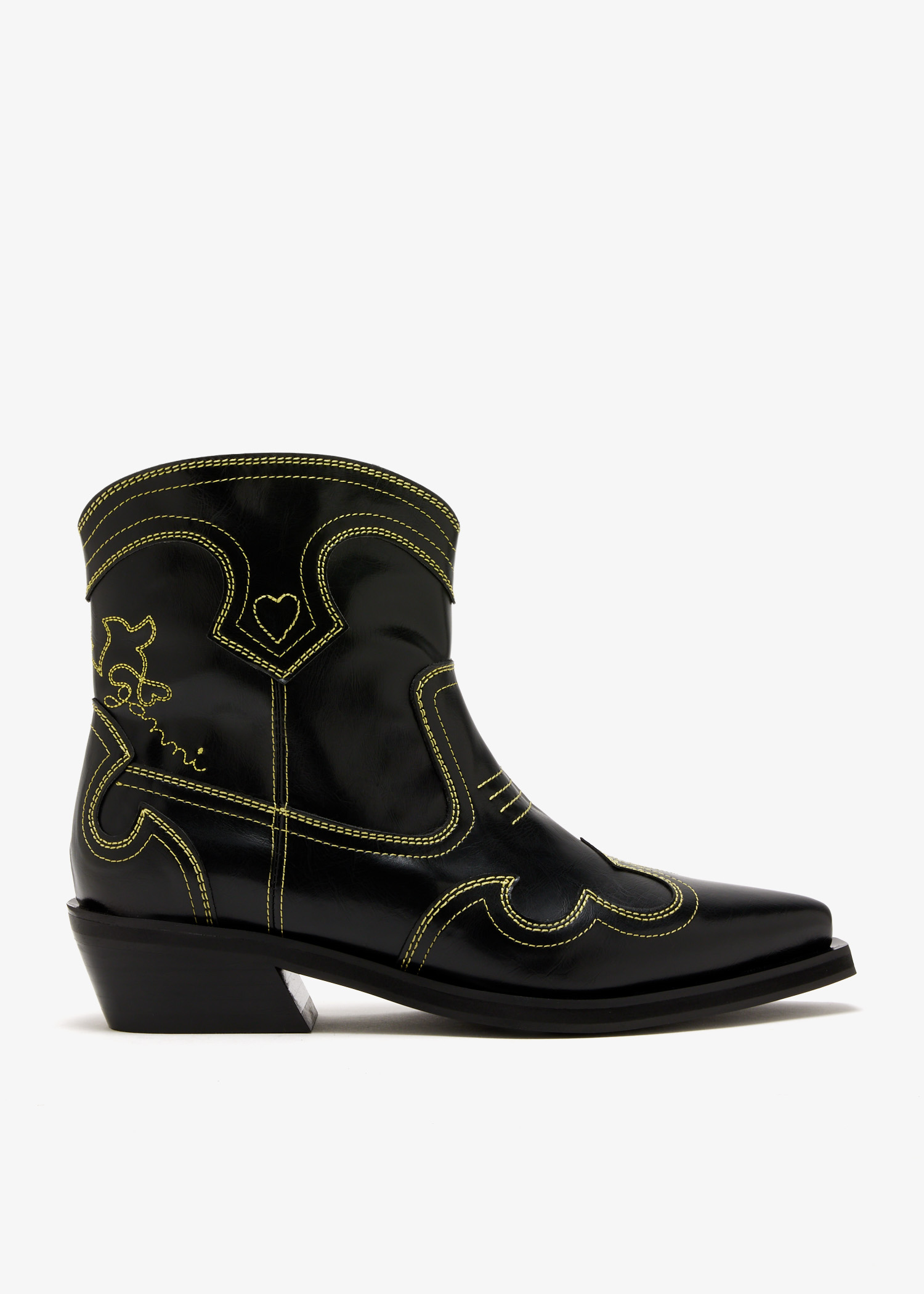 

Low shaft embroidered western boots, Black