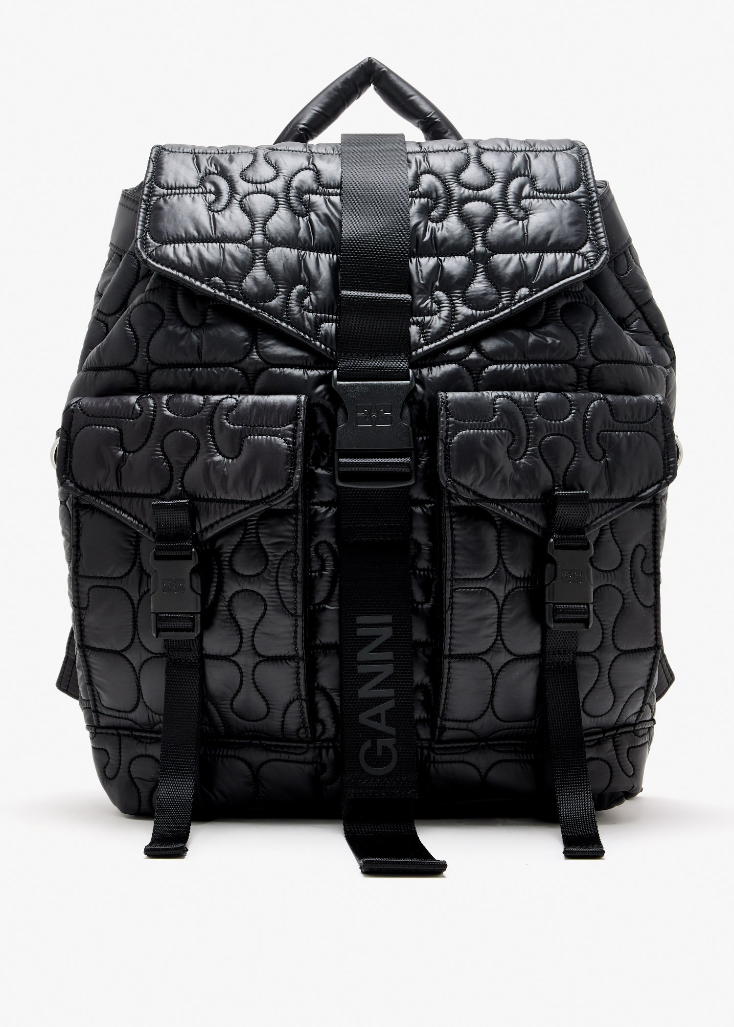 

Quilted buckle backpack, Black