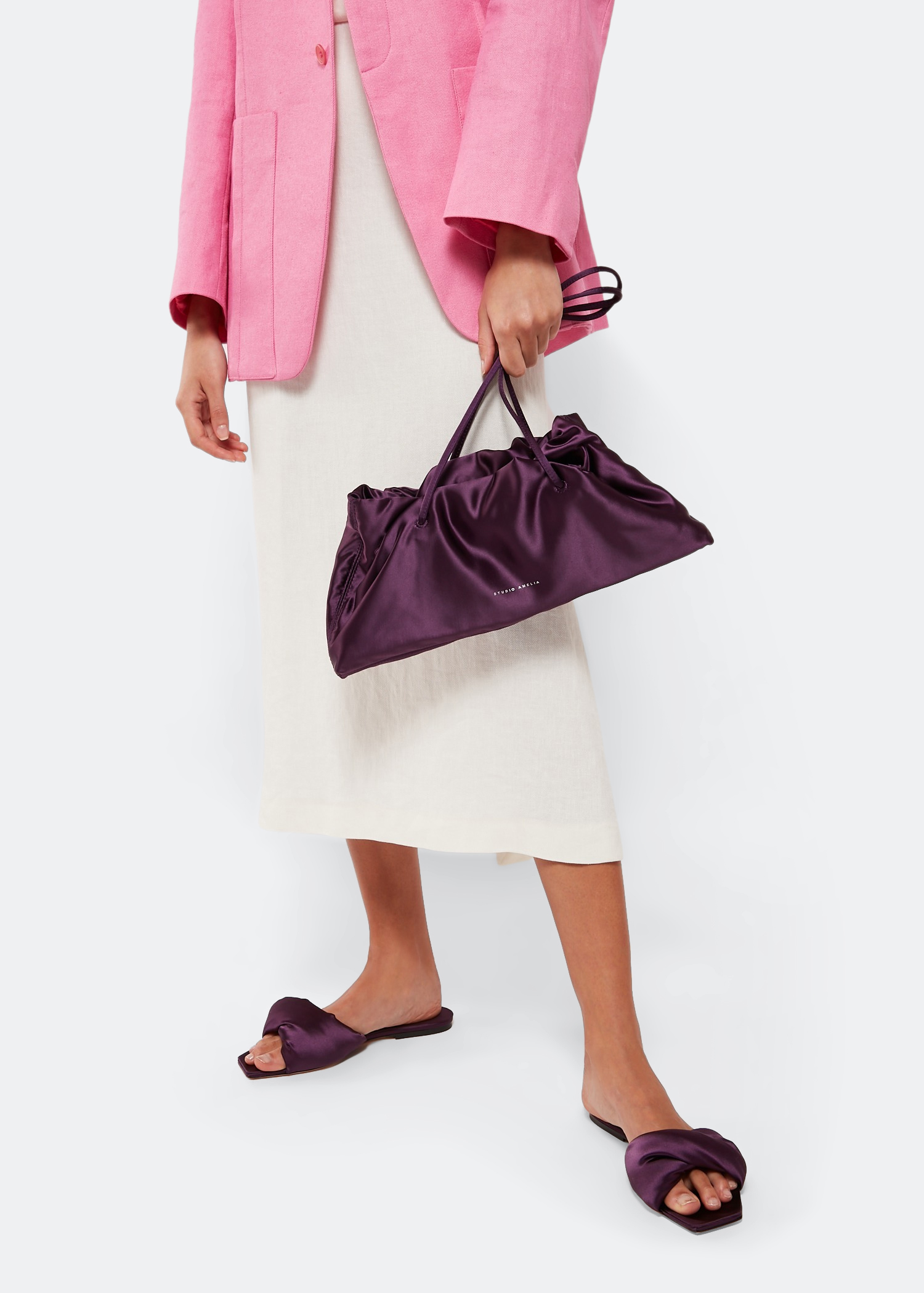 

Choux midi drawstring clutch, Purple