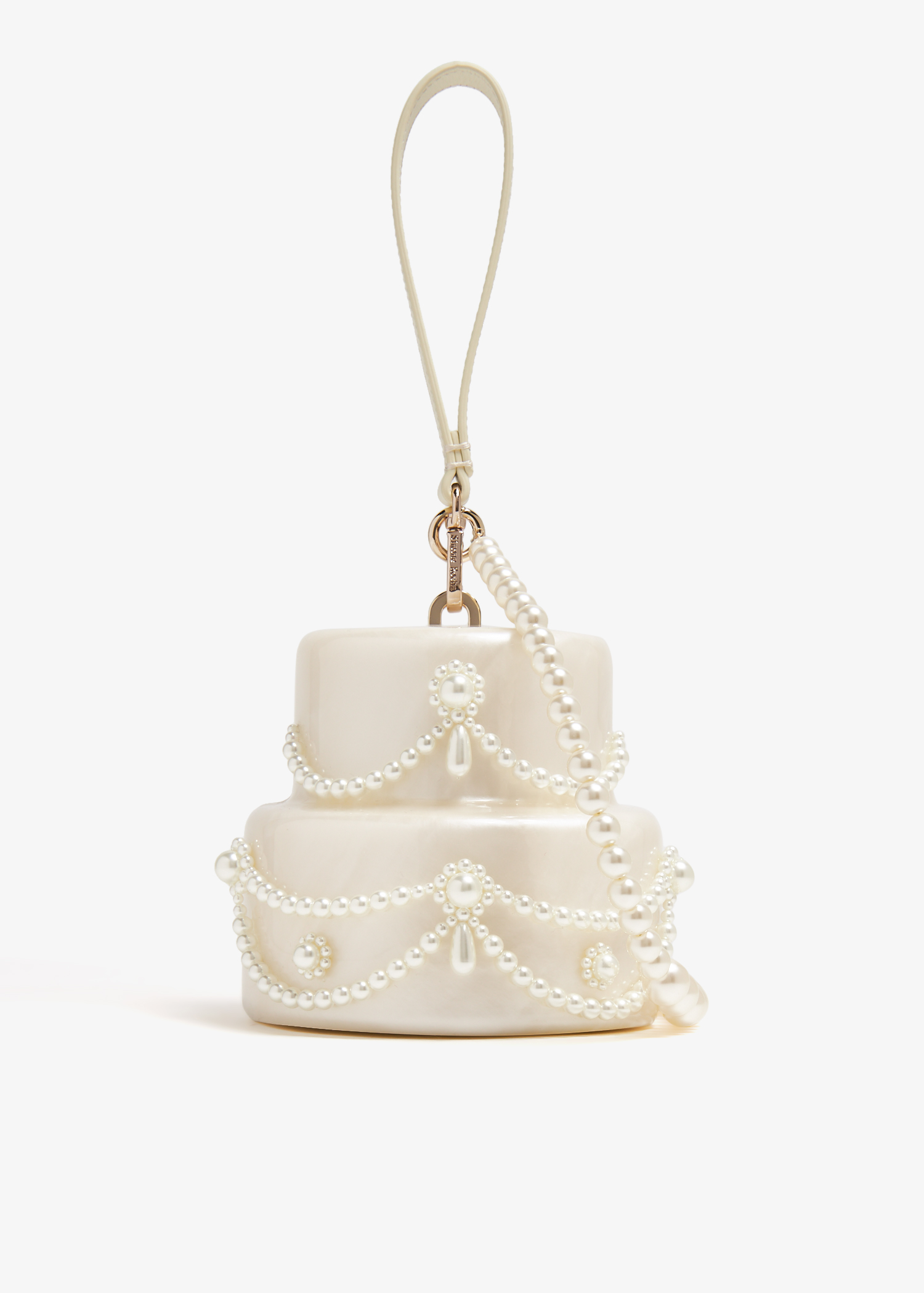 

Embellished Pearl Cake bag, White