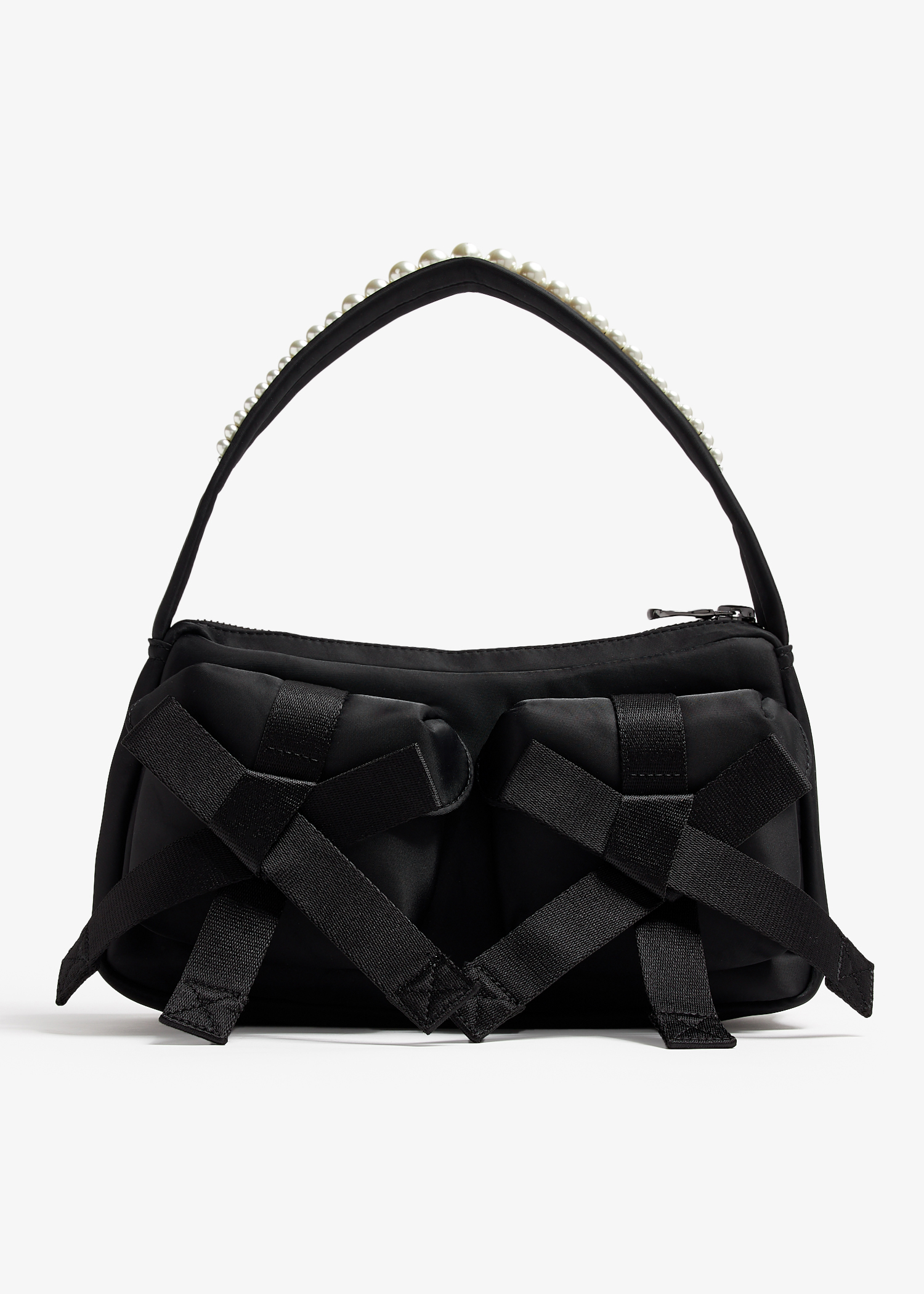 

Beaded Utility Bow pochette bag, Black