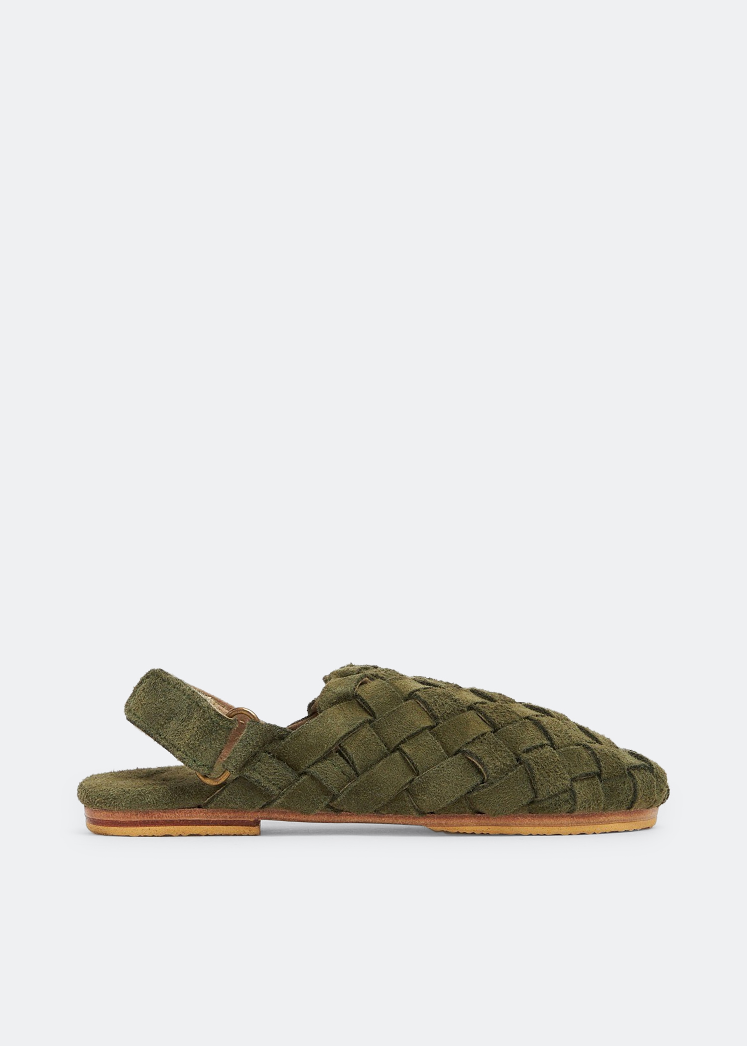 

Handwoven suede sandals, Green