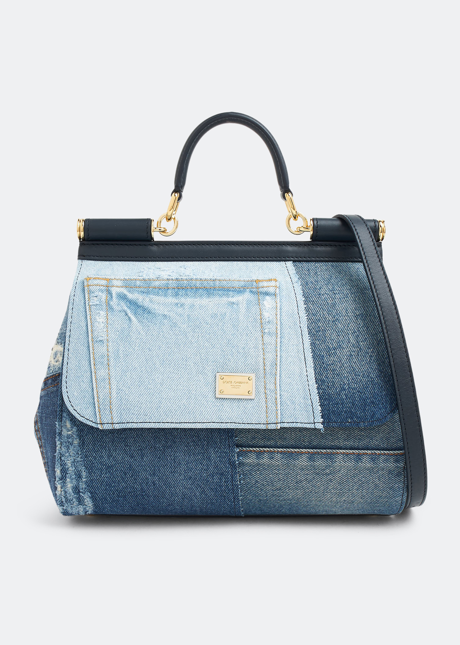 Medium Sicily denim bag, Blue
