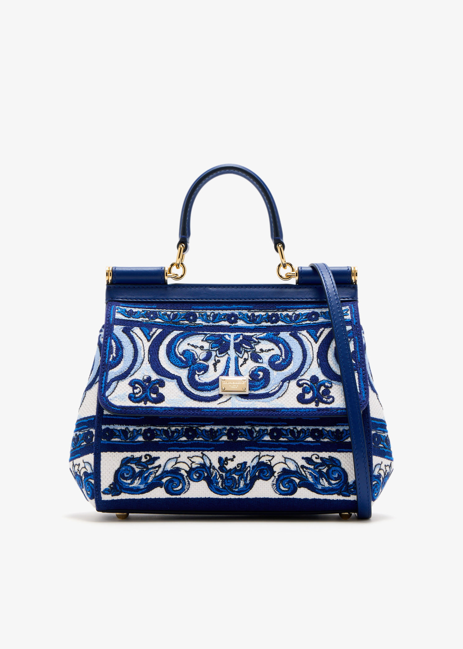

Medium Maiolica-embroidered Sicily handbag, Blue