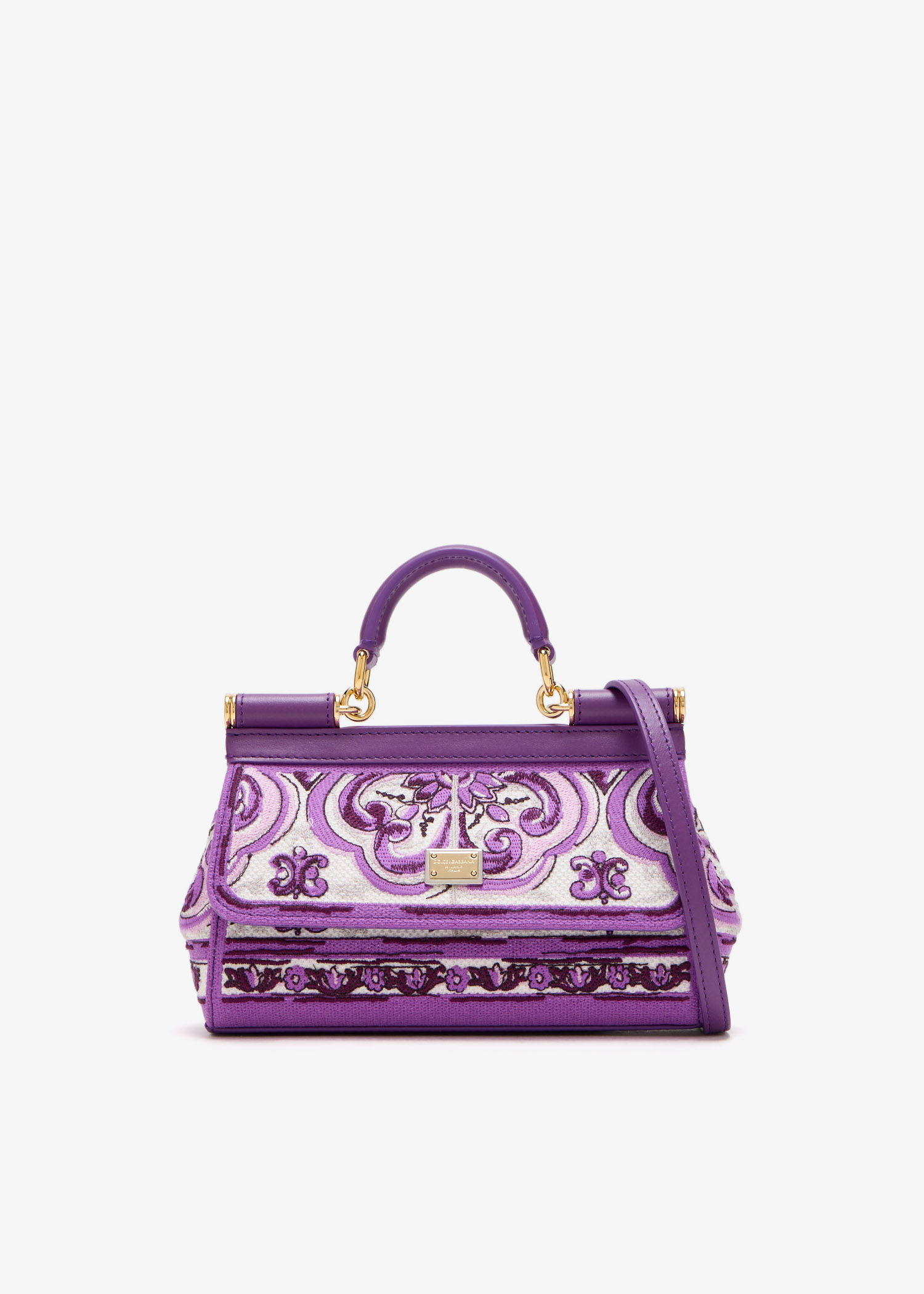 

Small Maiolica-embroidered Sicily handbag, Purple