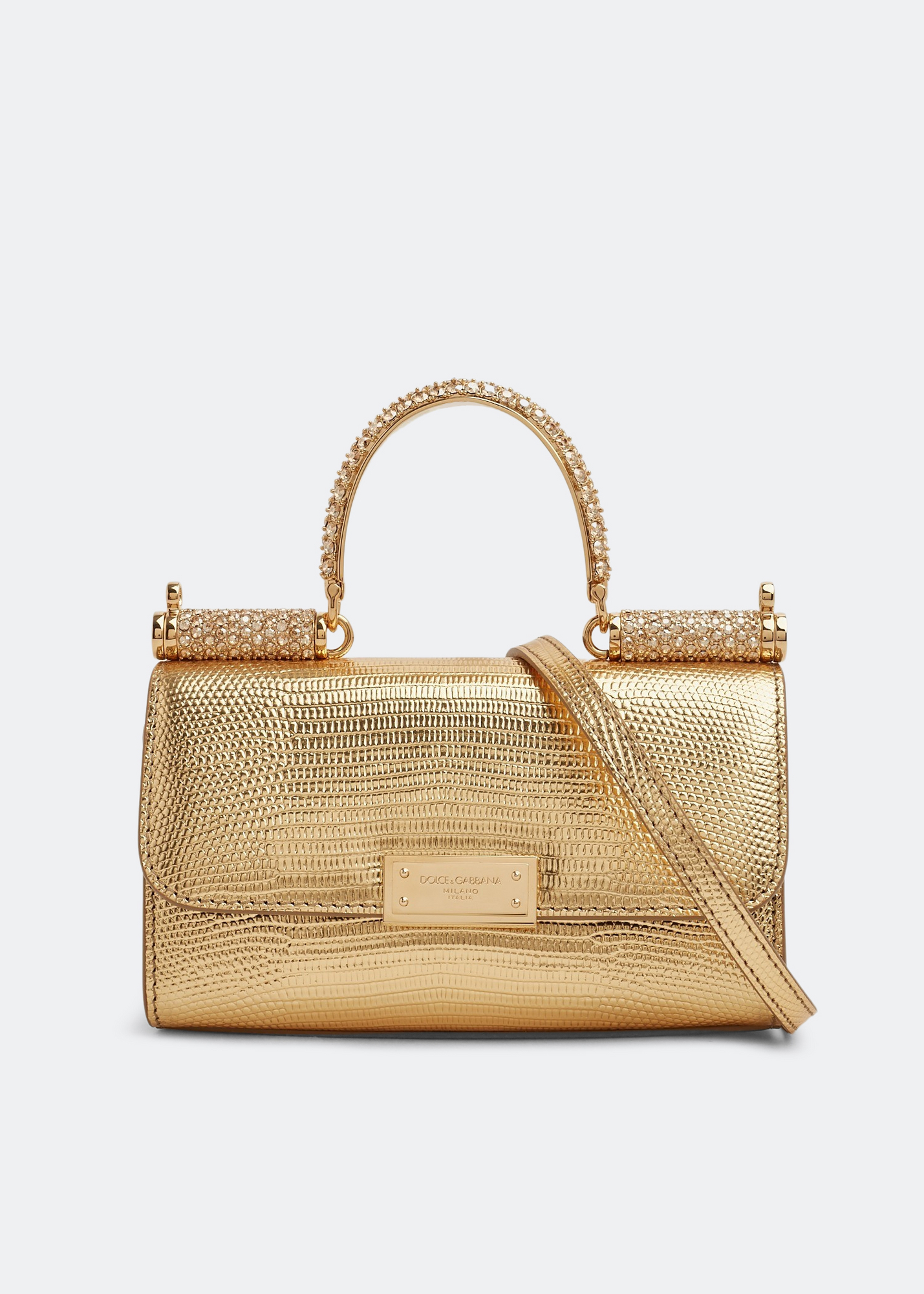 Sicily Von crystal handle bag, Gold