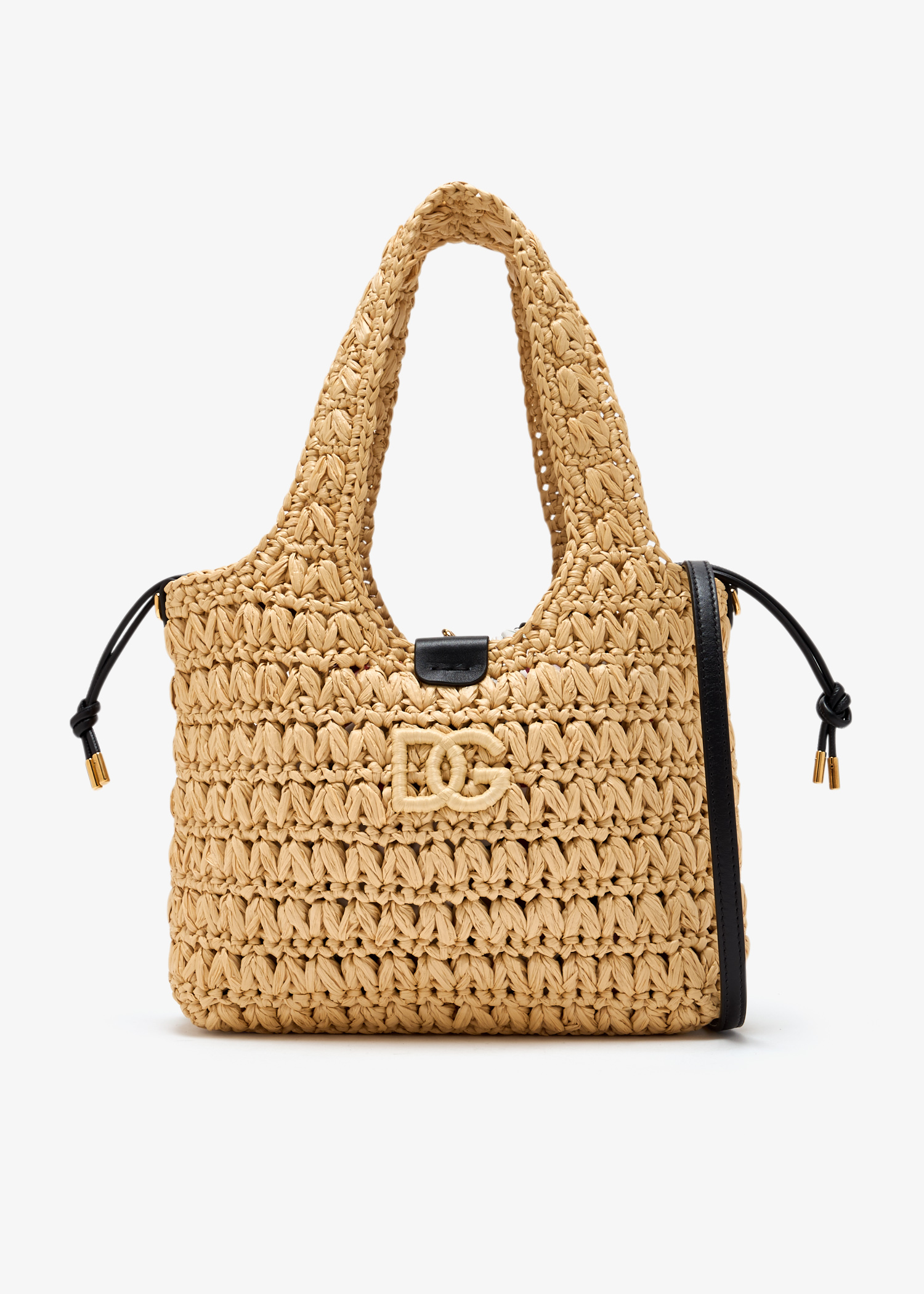 

Raffia crochet tote bag, Beige