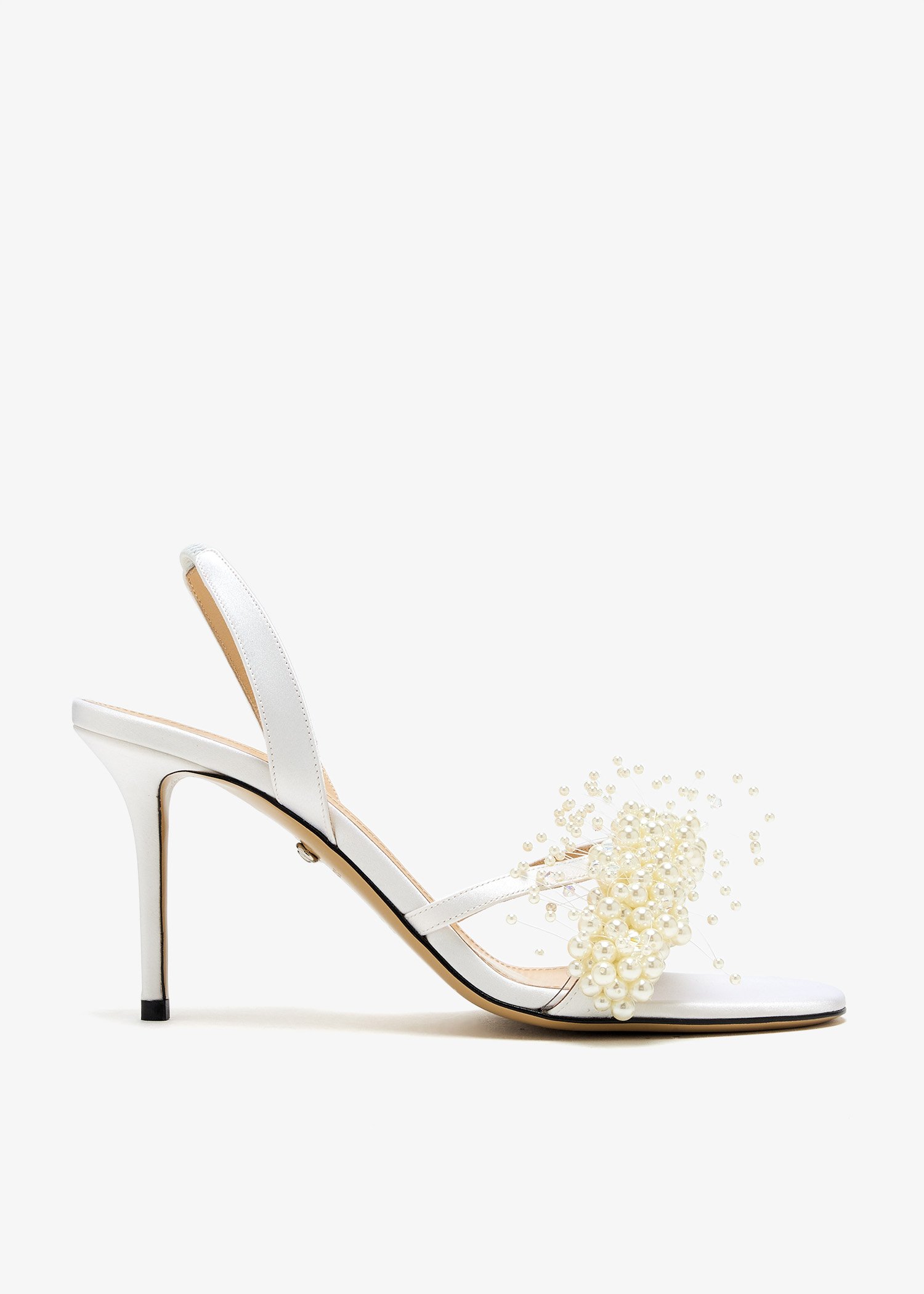 

Floating pearl slingback sandals, White