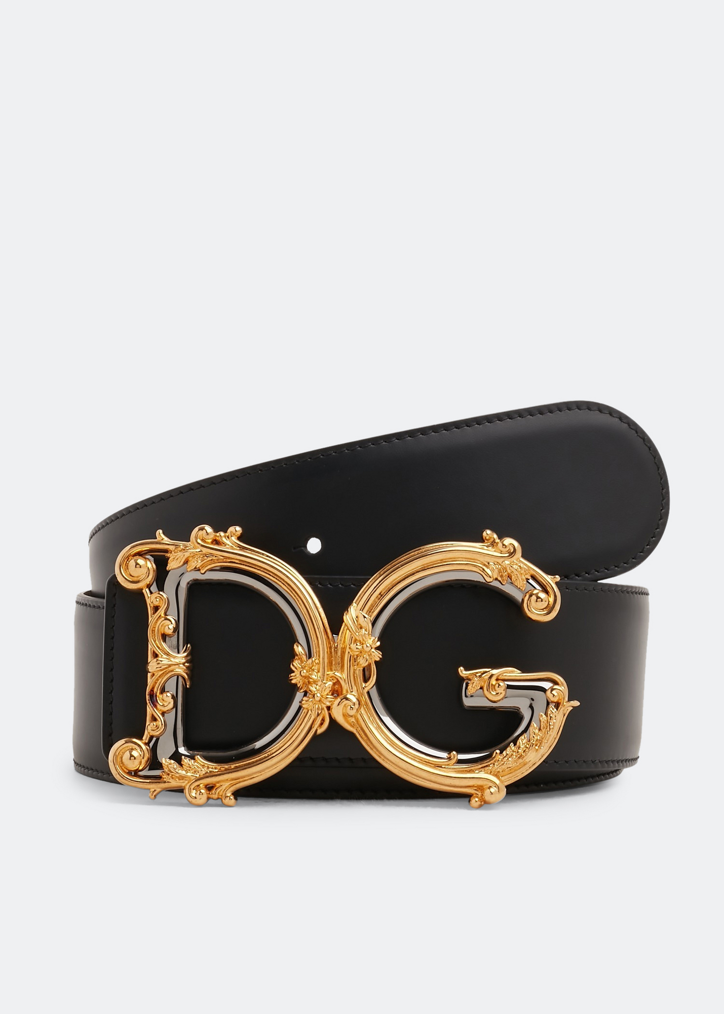 

Logo calfskin belt, Black