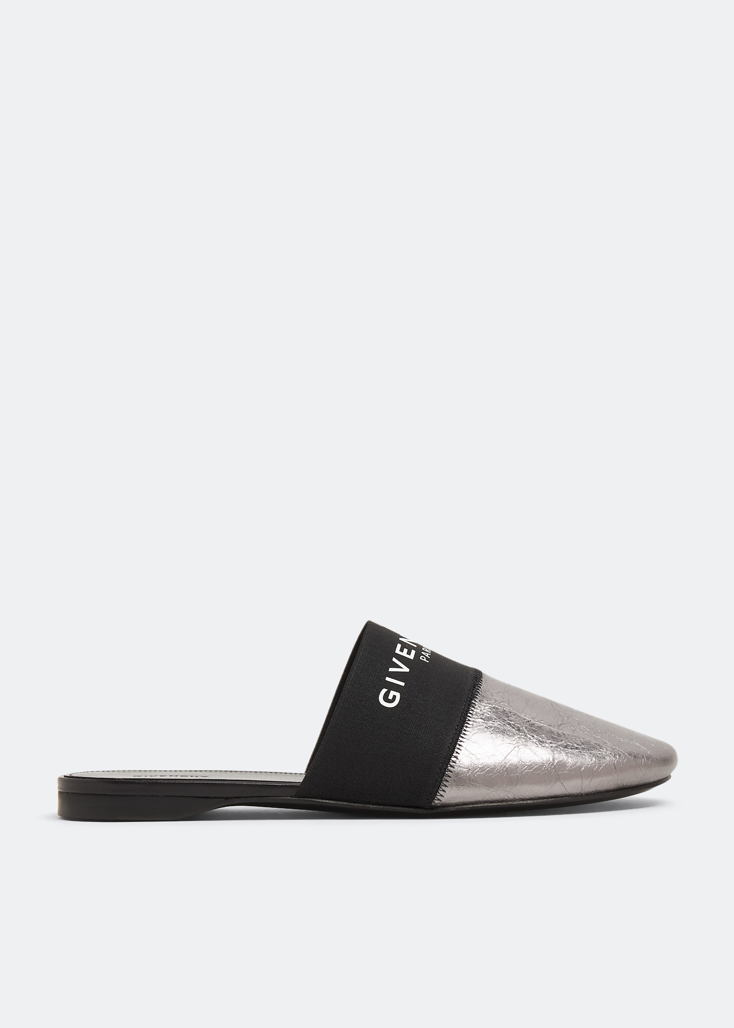 

Bedford flat mules, Silver