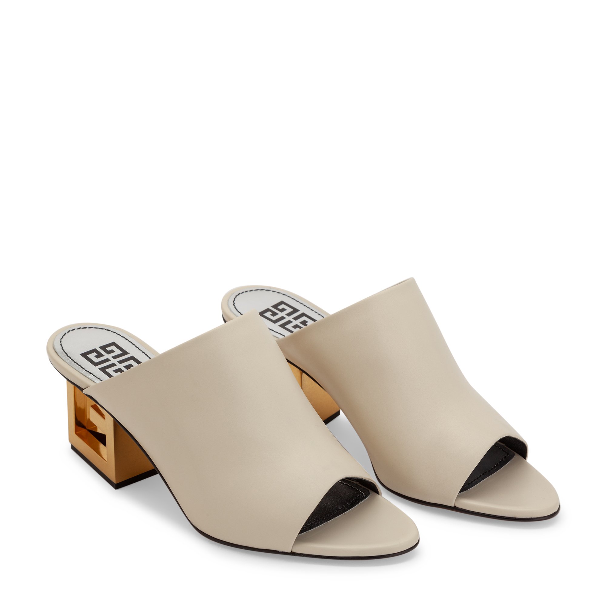 

Triangle leather mules, Beige