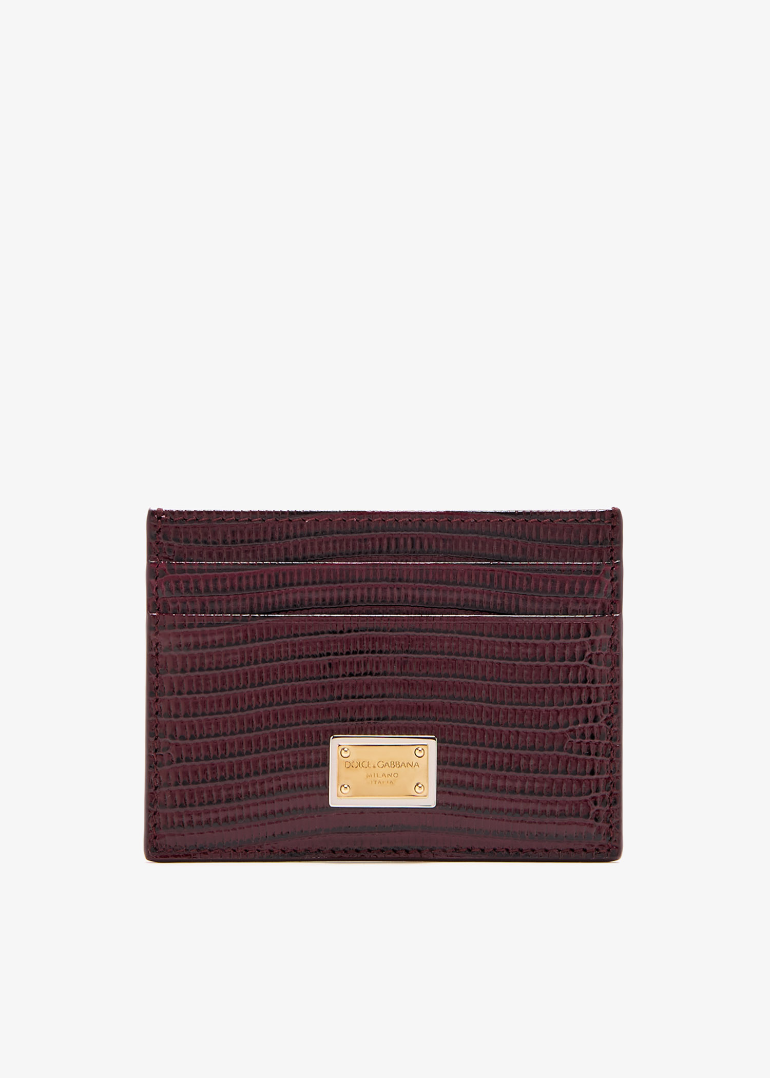 

Iguana-print leather cardholder, Burgundy