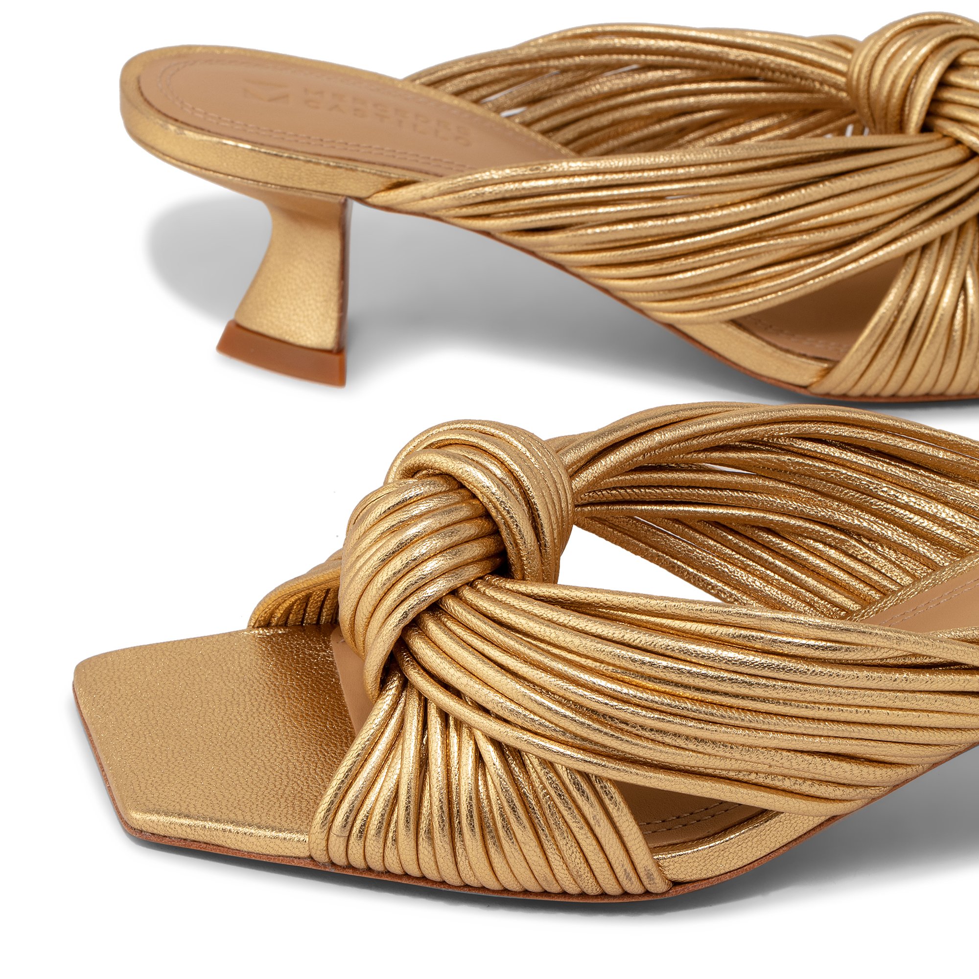 

Bianca knotted mules, Gold