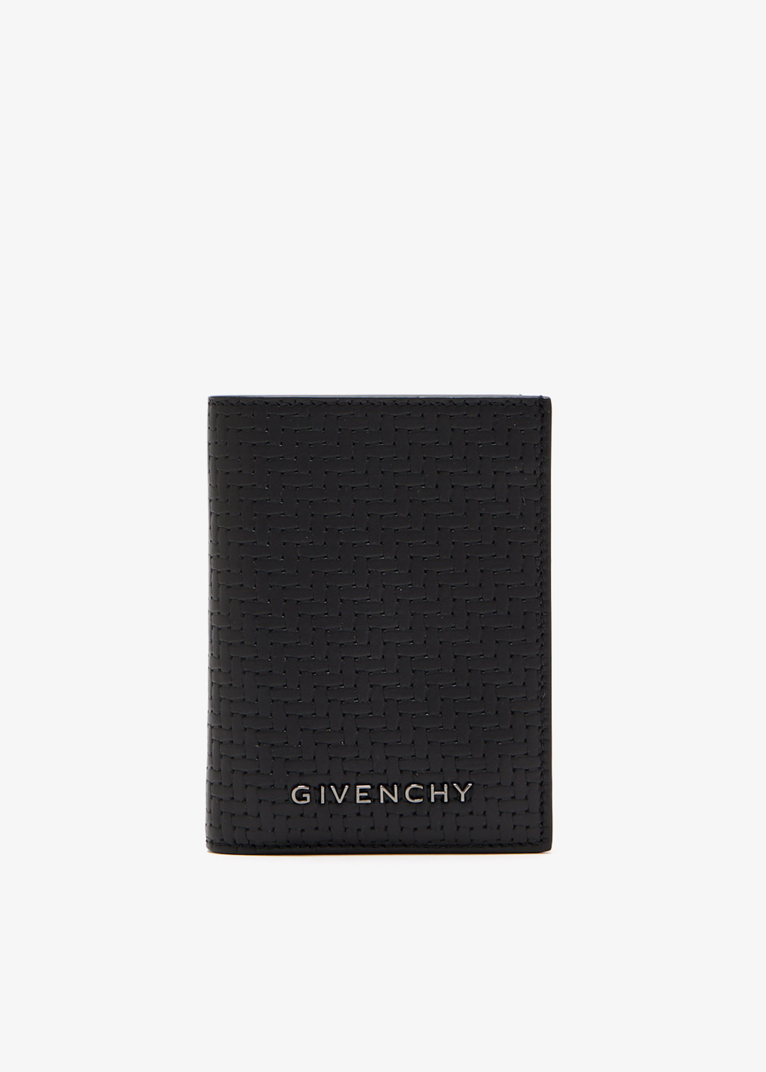 

Braided leather card holder, Black