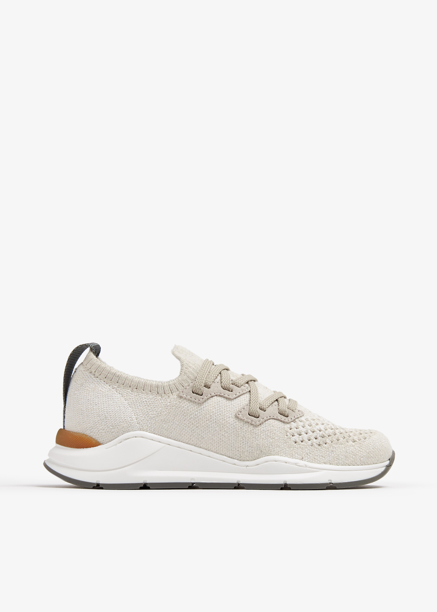 

Cotton chiné knit sneakers, Beige