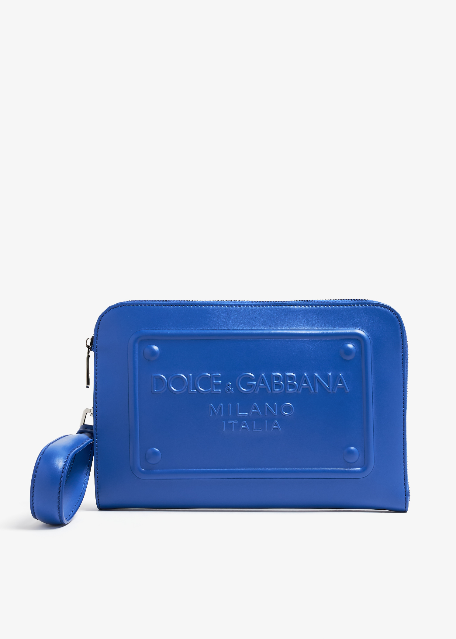 

Leather logo pouch, Blue