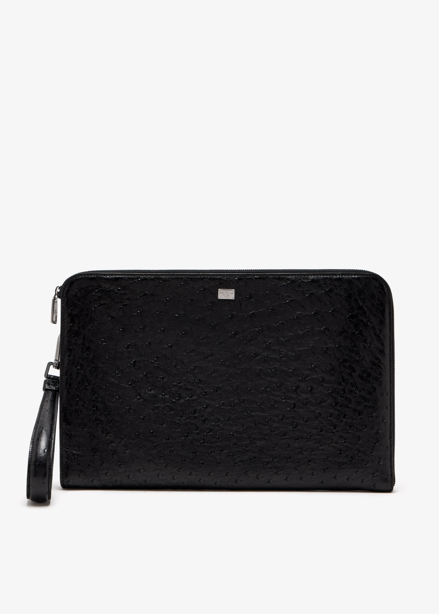 

Ostrich leather pouch, Black