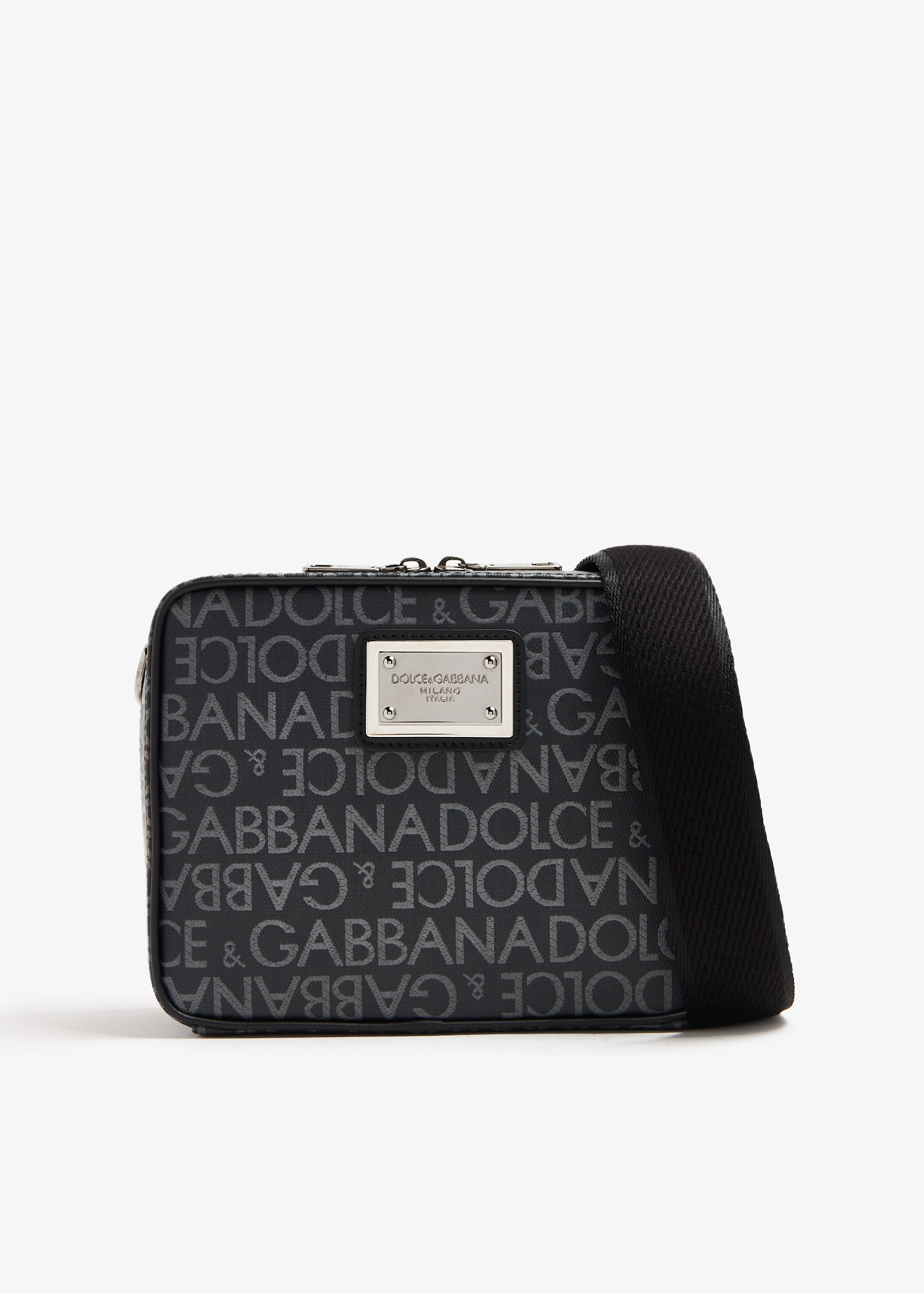 

Coated jacquard crossbody bag, Black