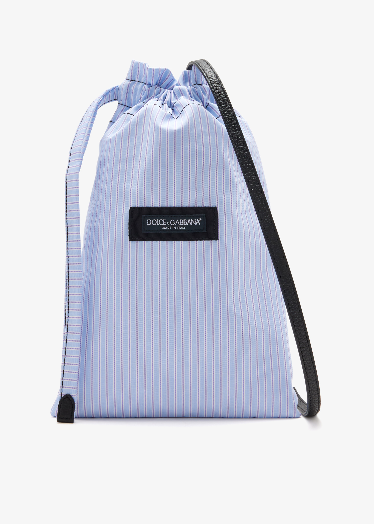 

Striped poplin crossbody bag, Blue