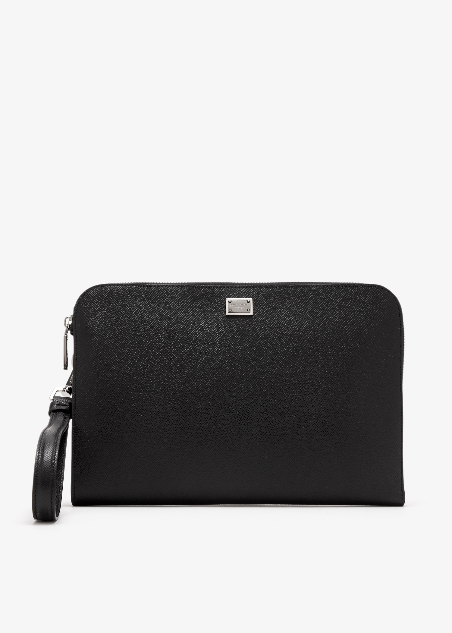 

Logo calfskin pouch, Black