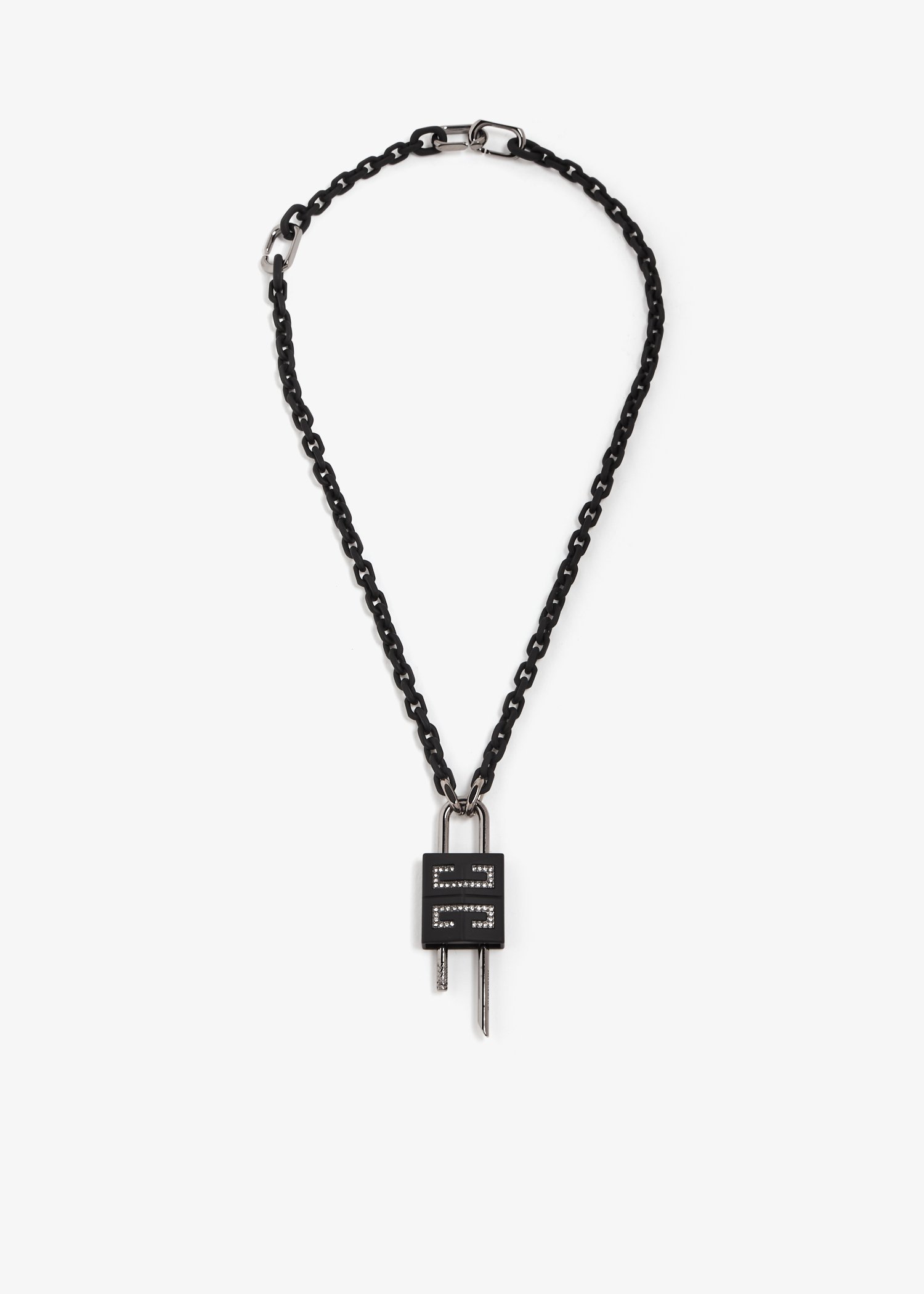 

Small Lock crystal necklace, Black