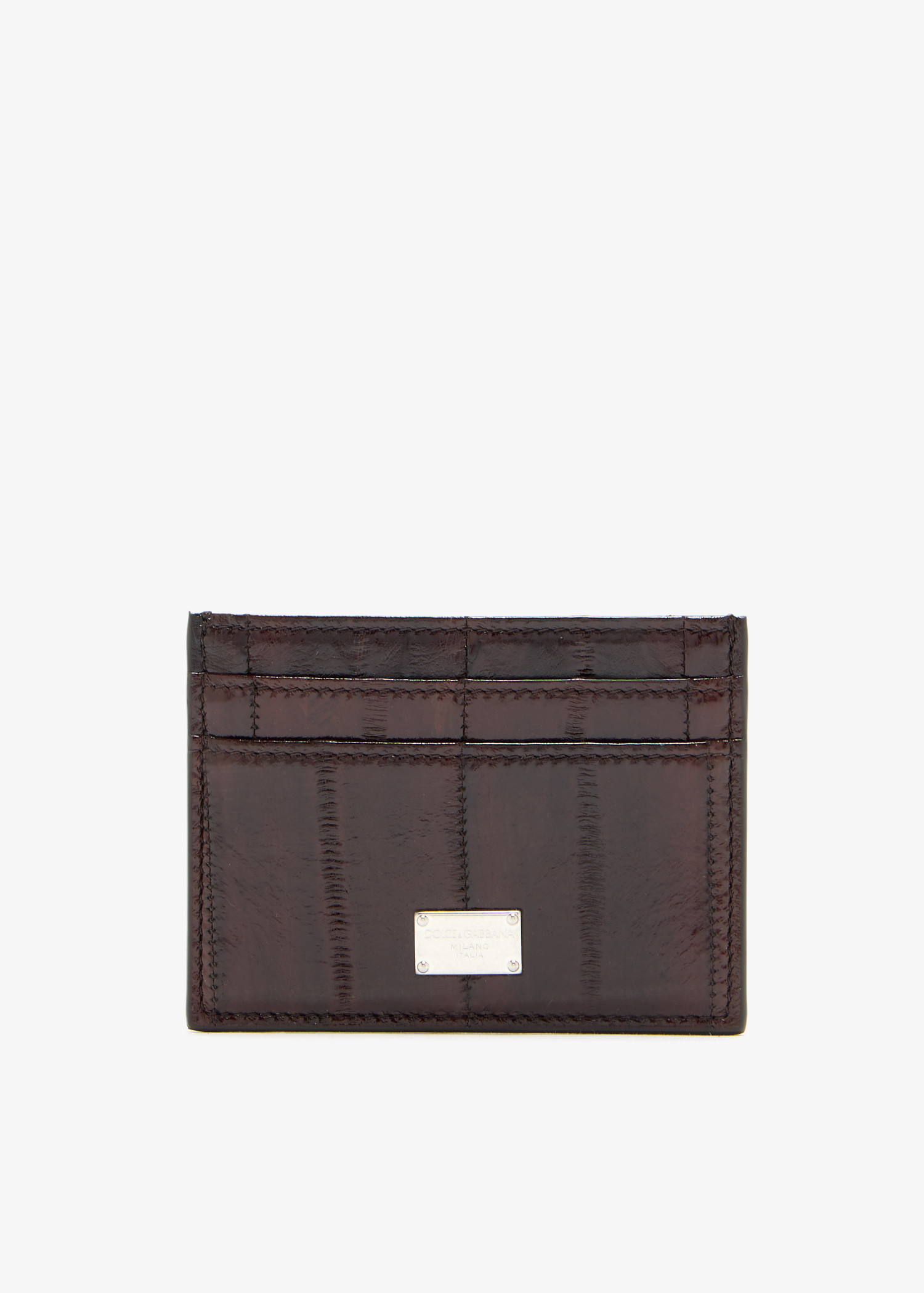 

Eel leather card holder, Brown