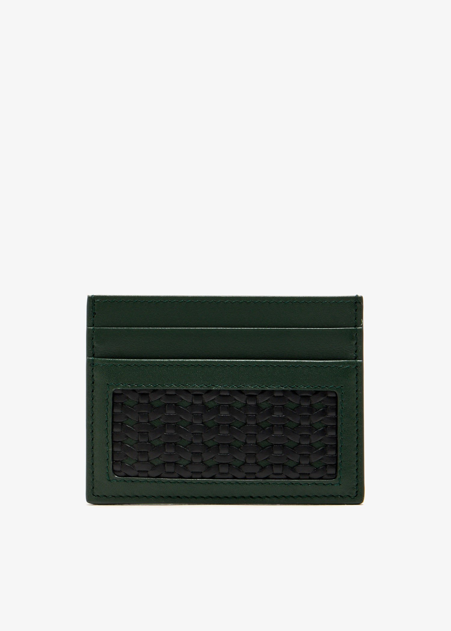 

Plongé woven calfskin card holder, Green