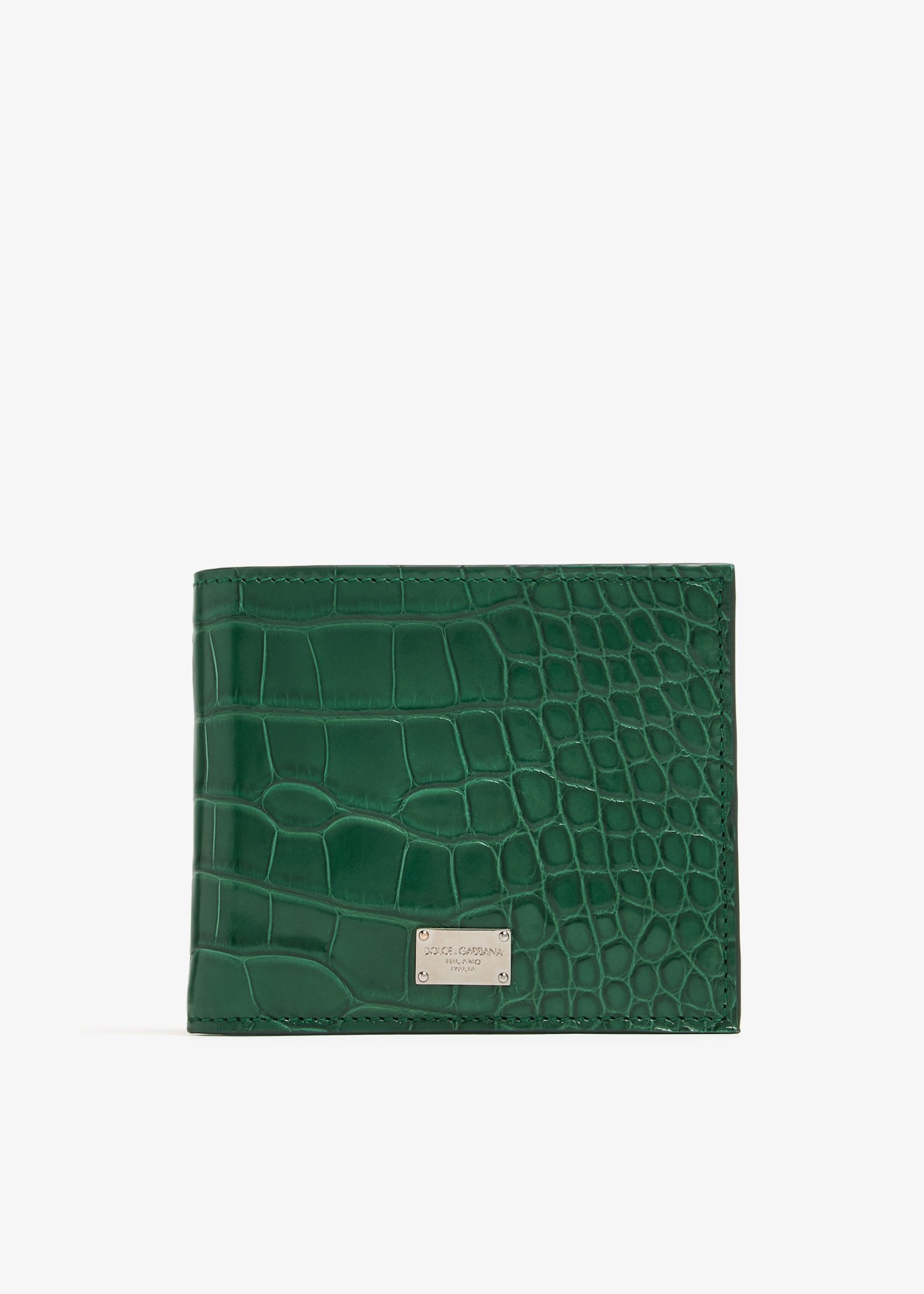 

Crocodile bifold wallet, Green