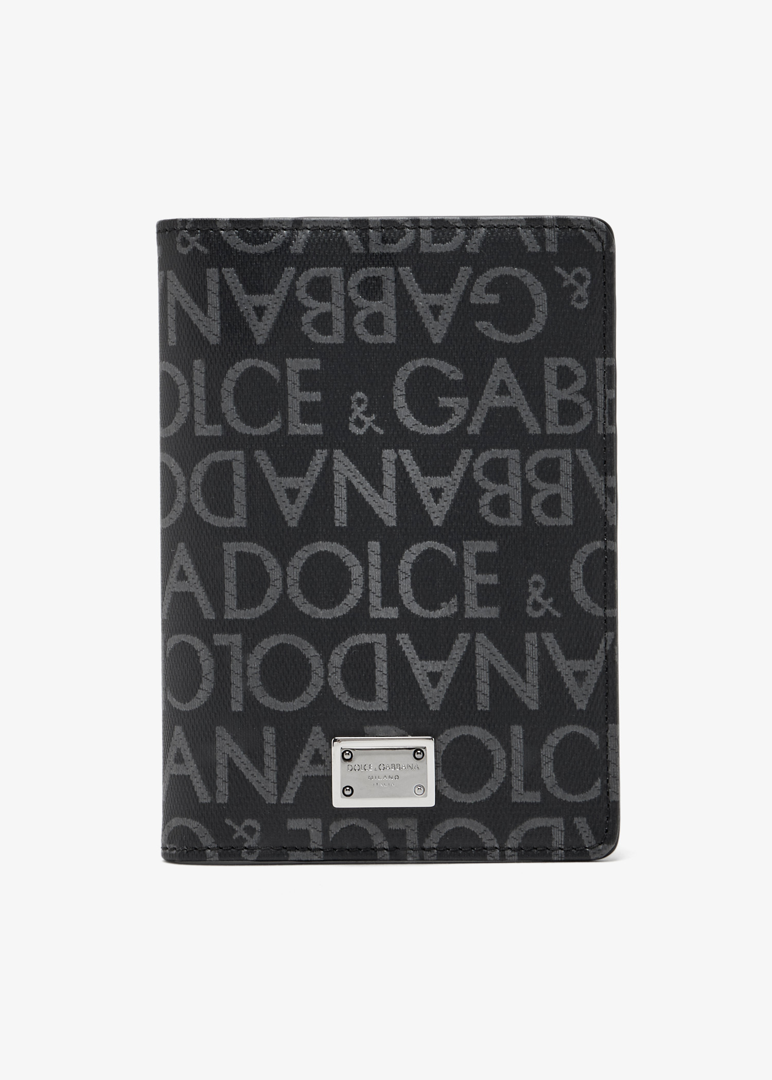 

Coated jacquard passport holder, Black