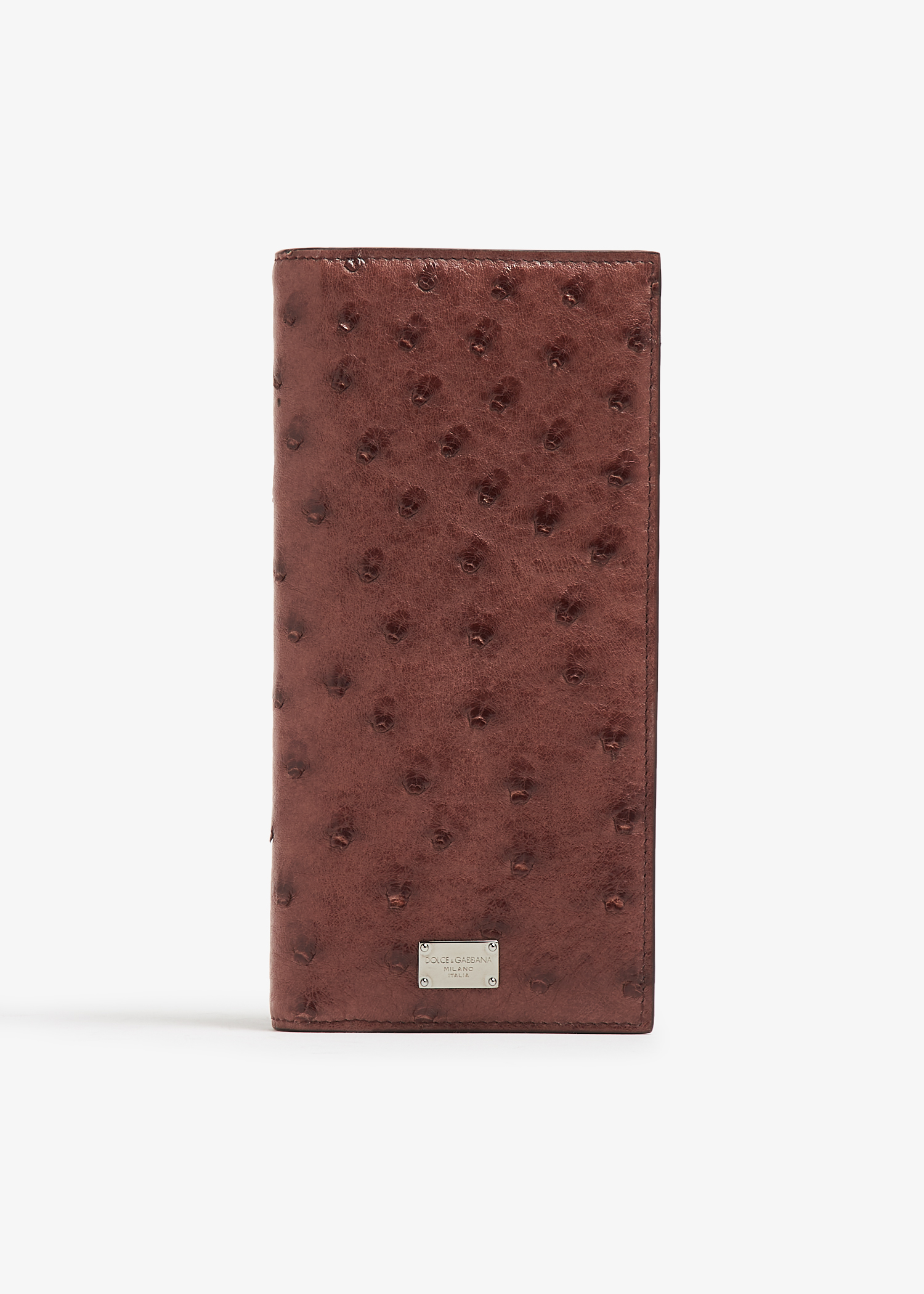 

Ostrich leather continental wallet, Brown