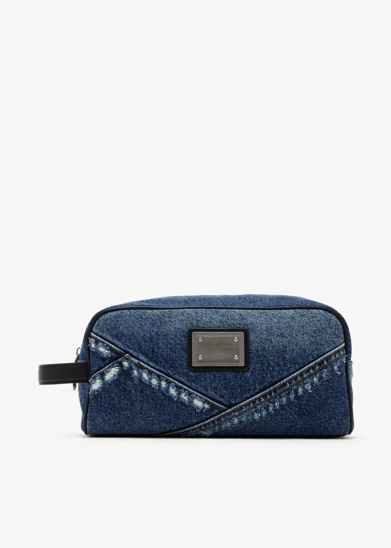 

Denim Patchwork necessaire, Blue