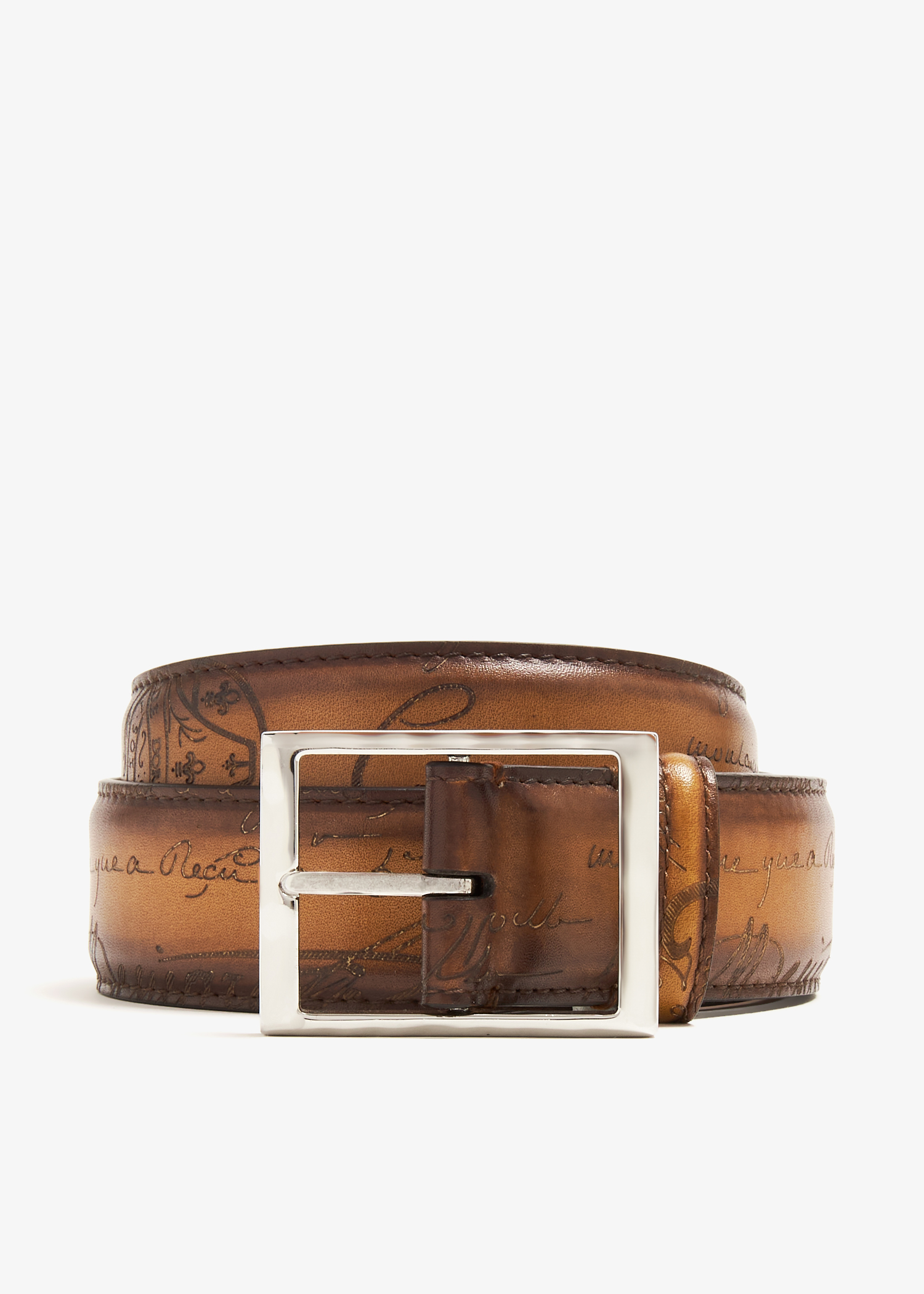 

Classic Scritto leather belt, Brown