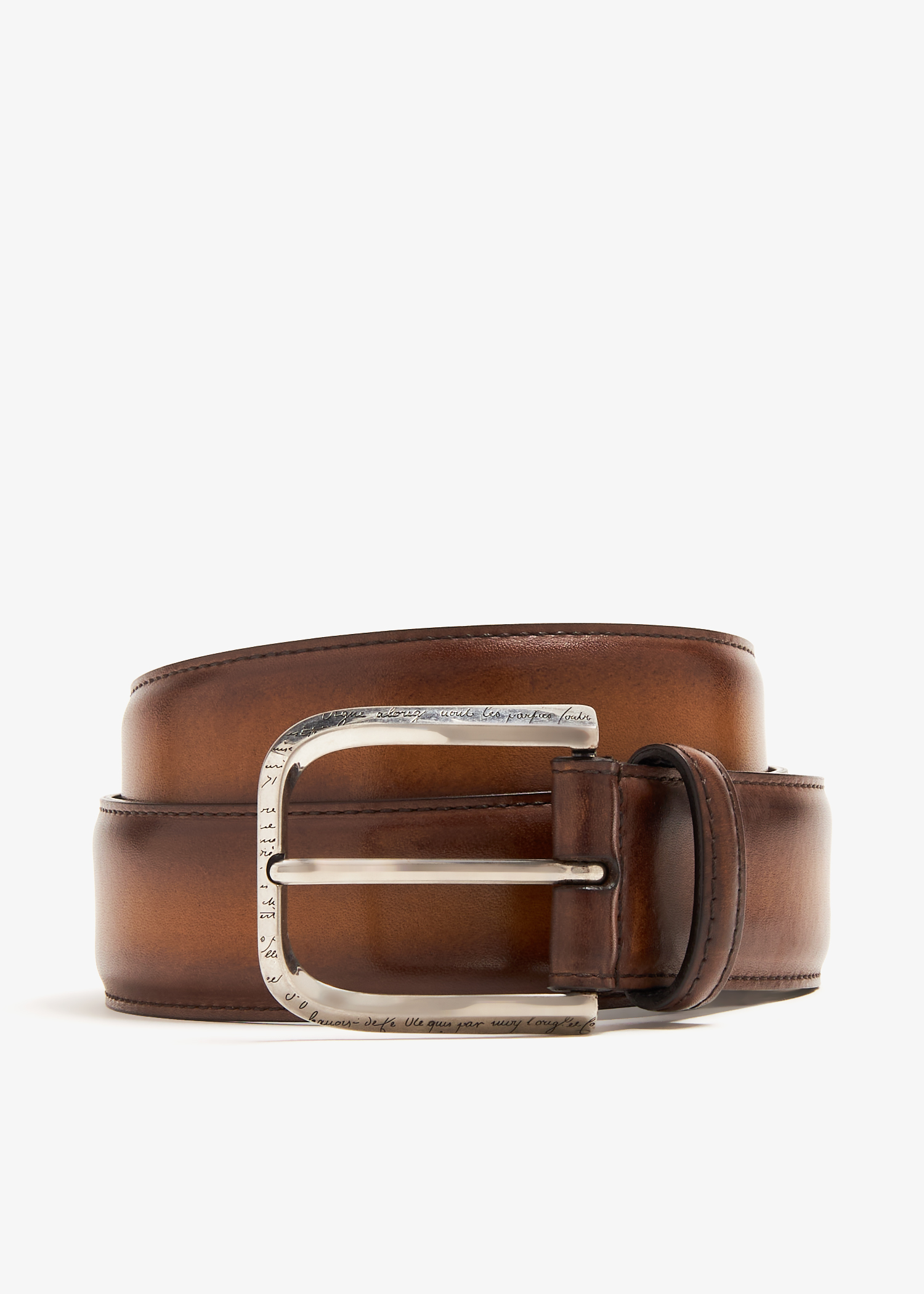 

Curve leather belt, Brown