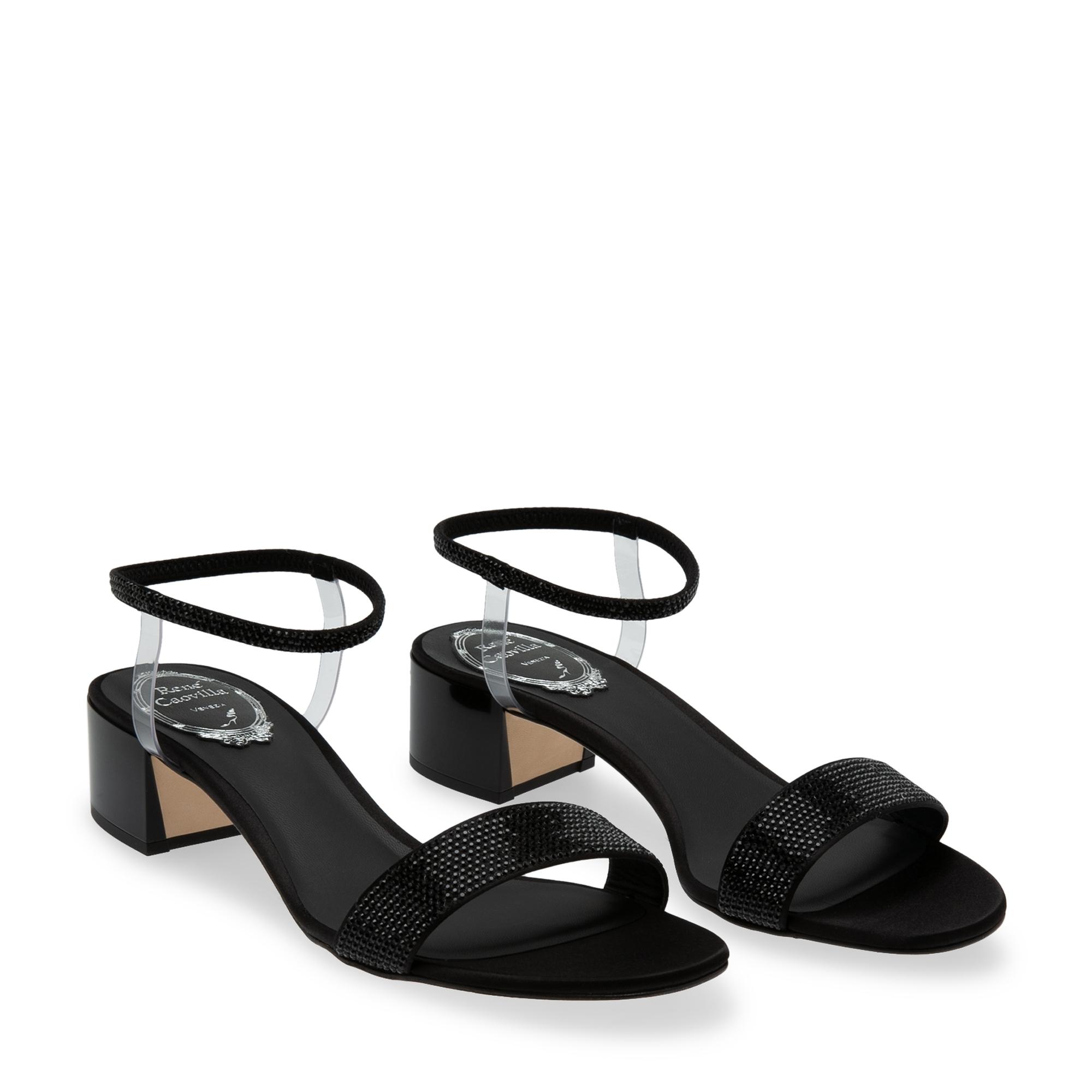 

Crystal embellished satin sandals, Black