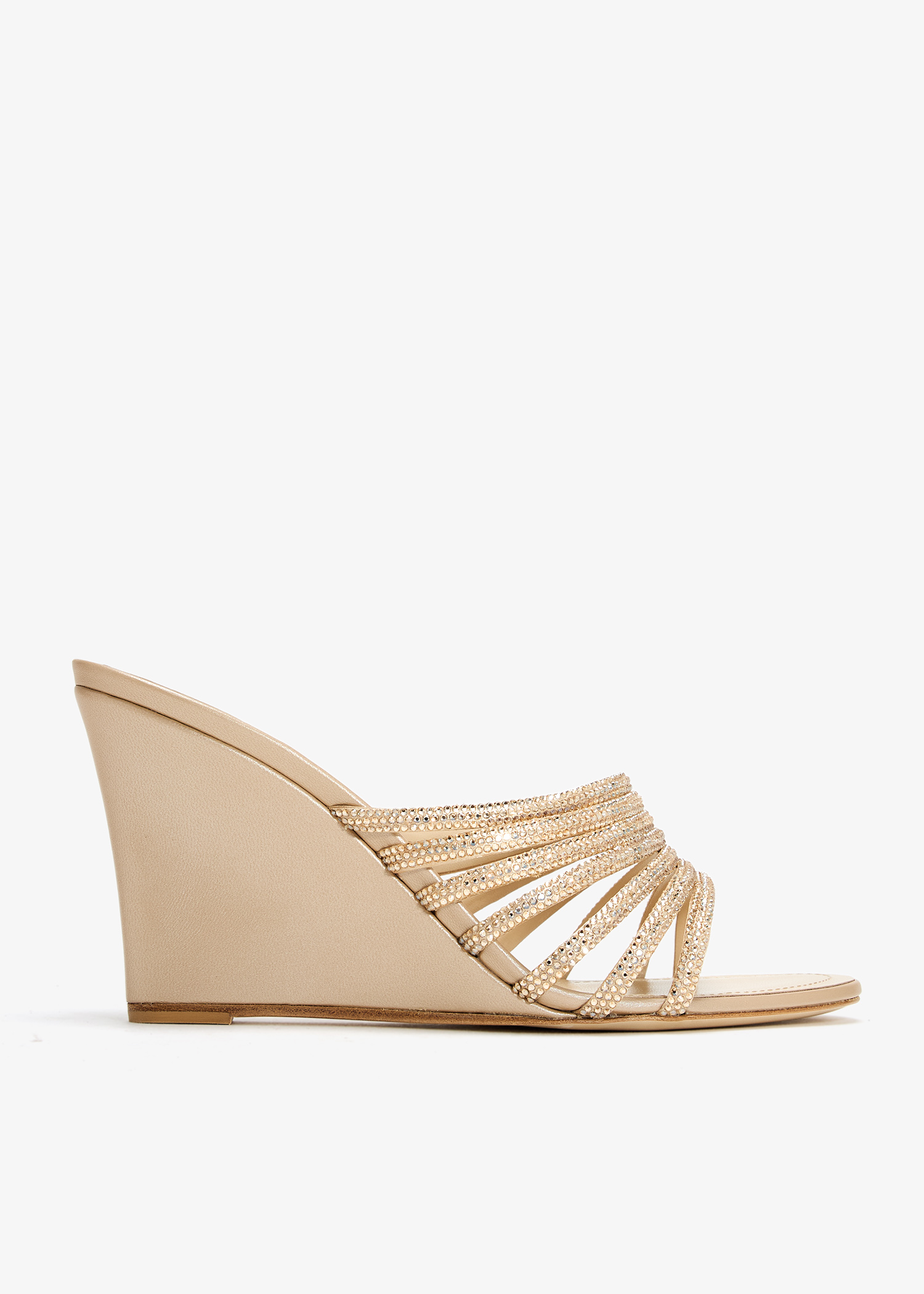 

Crystal-embellished wedge sandals, Beige