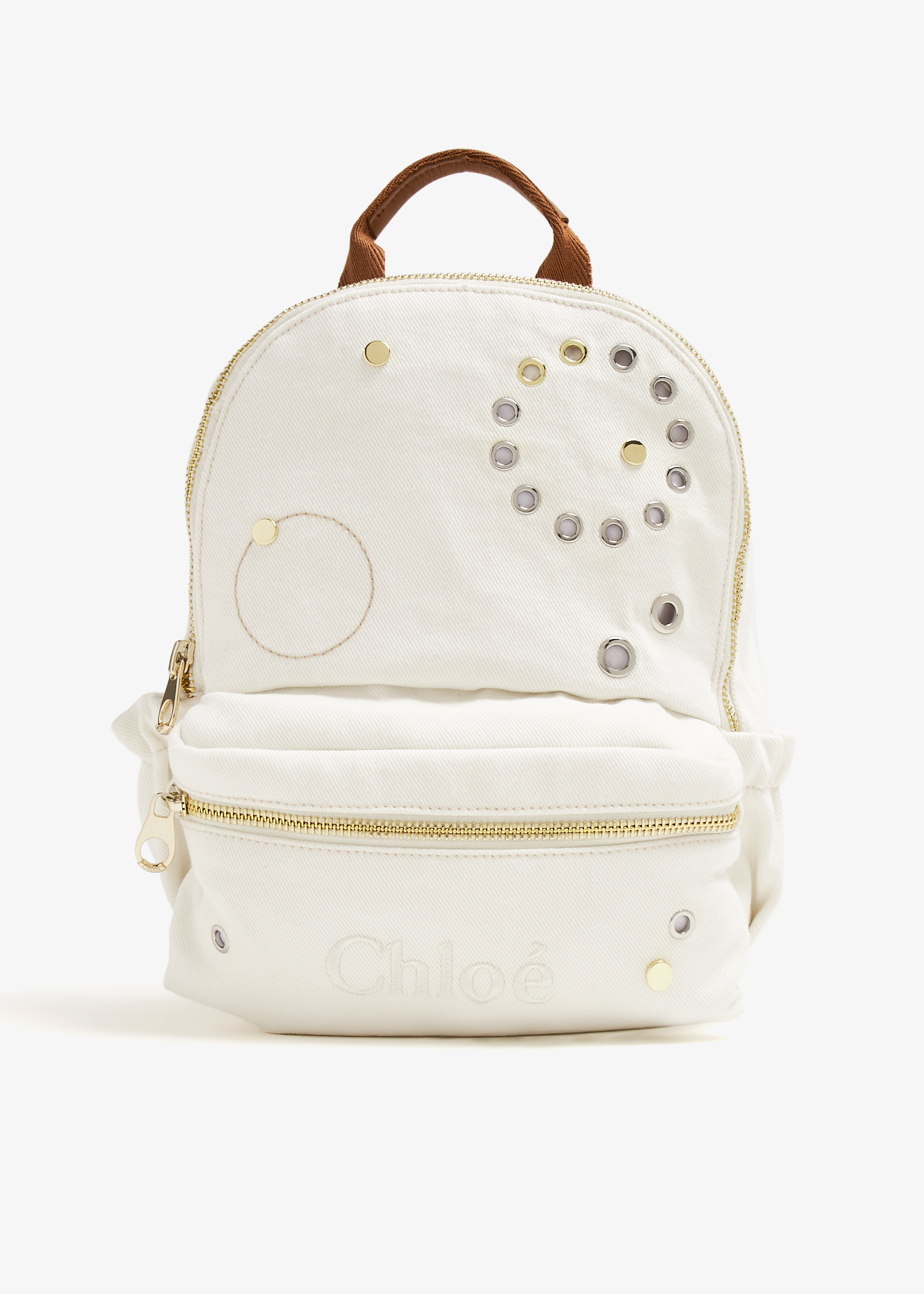 

Eyelet cotton backpack, White