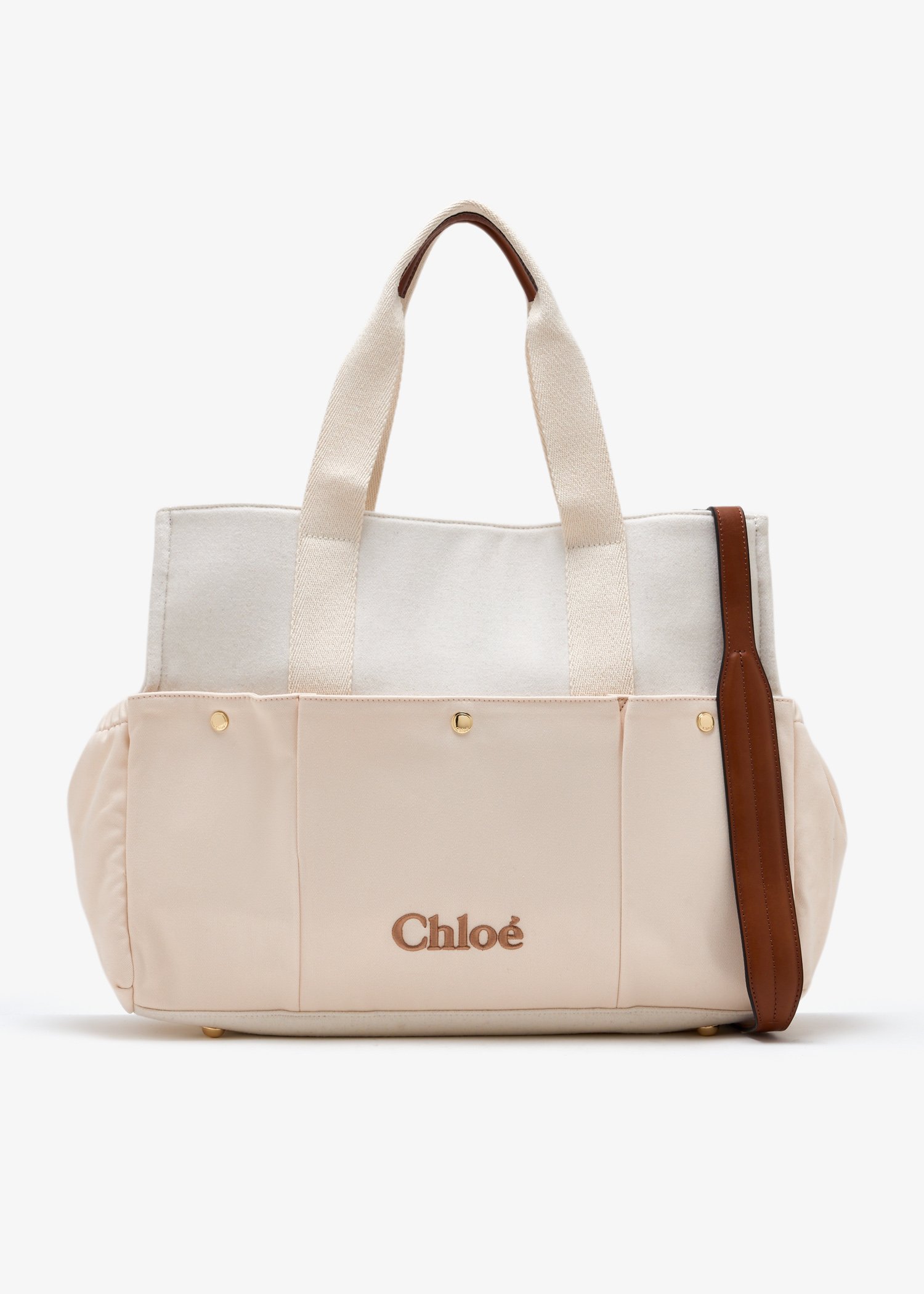 

Logo-embroidered changing bag, Beige