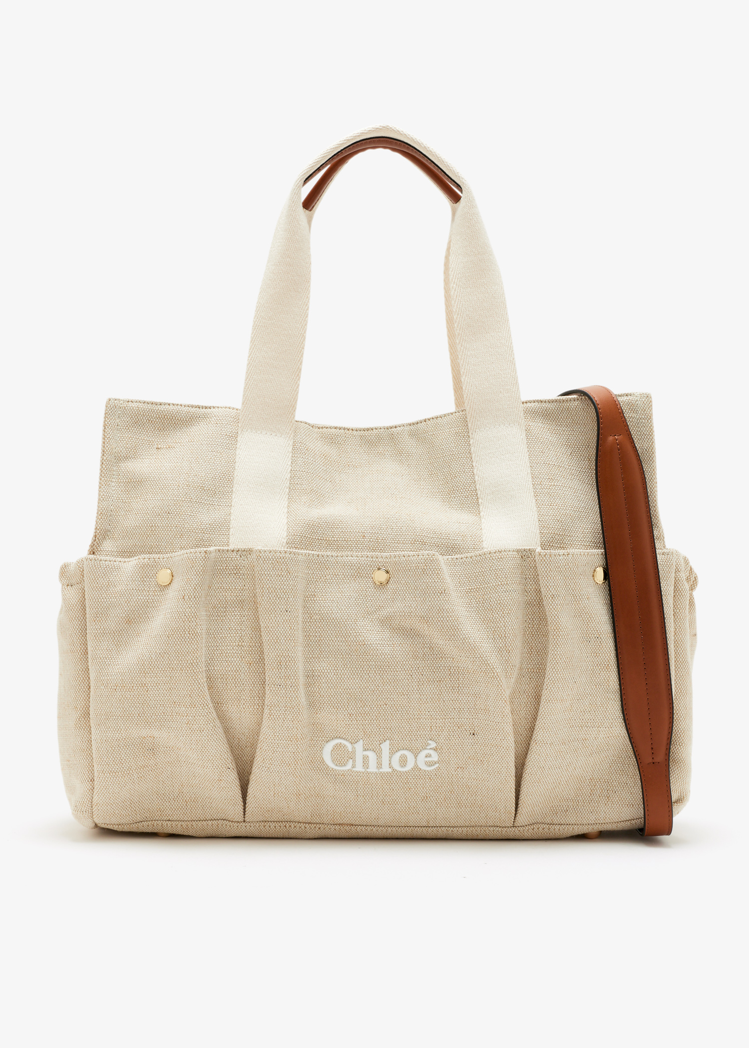 

Logo-embroidered changing bag, Beige